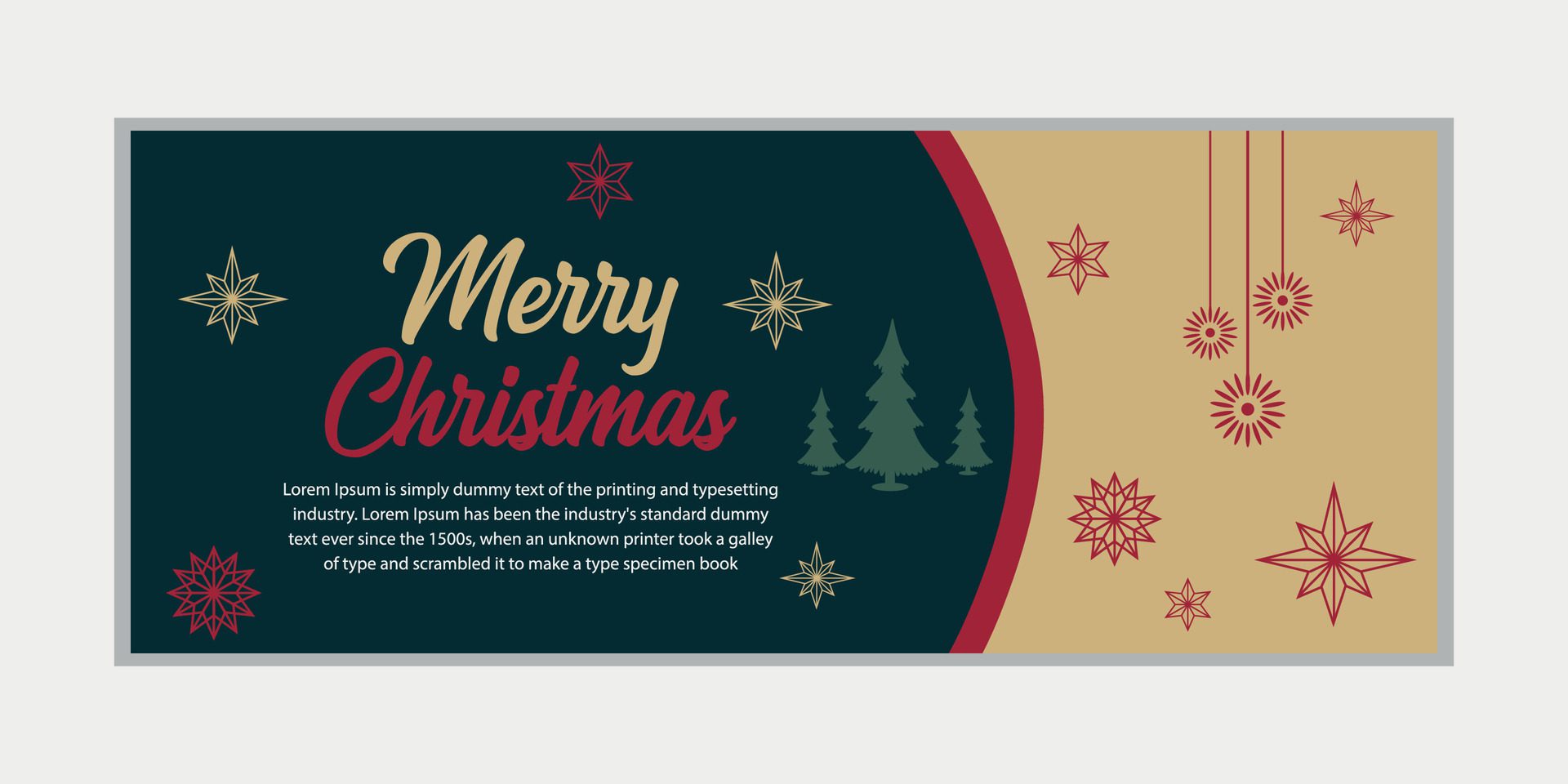 merry christmas banner set and happy new year banner, social media cover and web banner,Merry Christmas design for greeting card, Free Vector