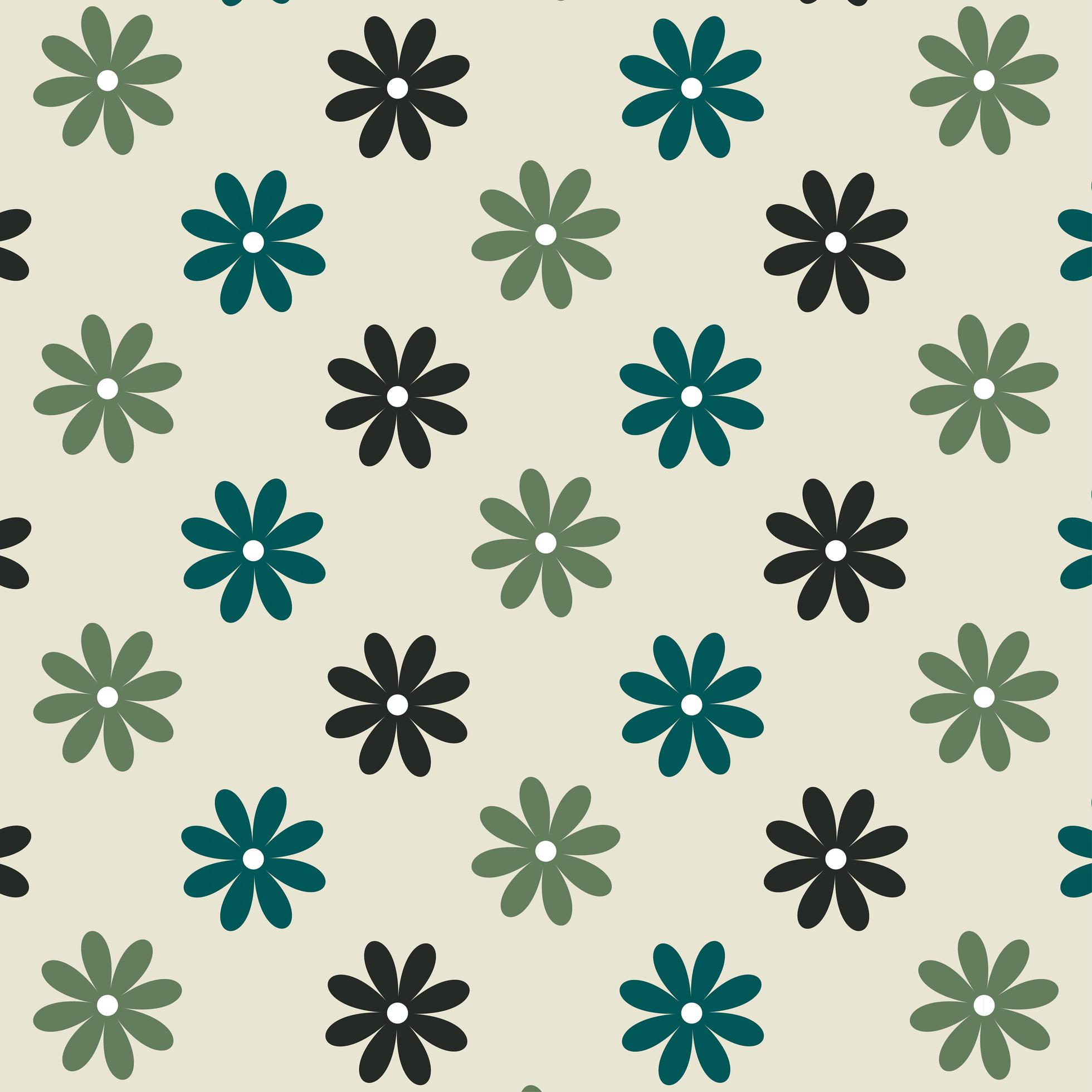 Seamless blue and green flower pattern Stock Free