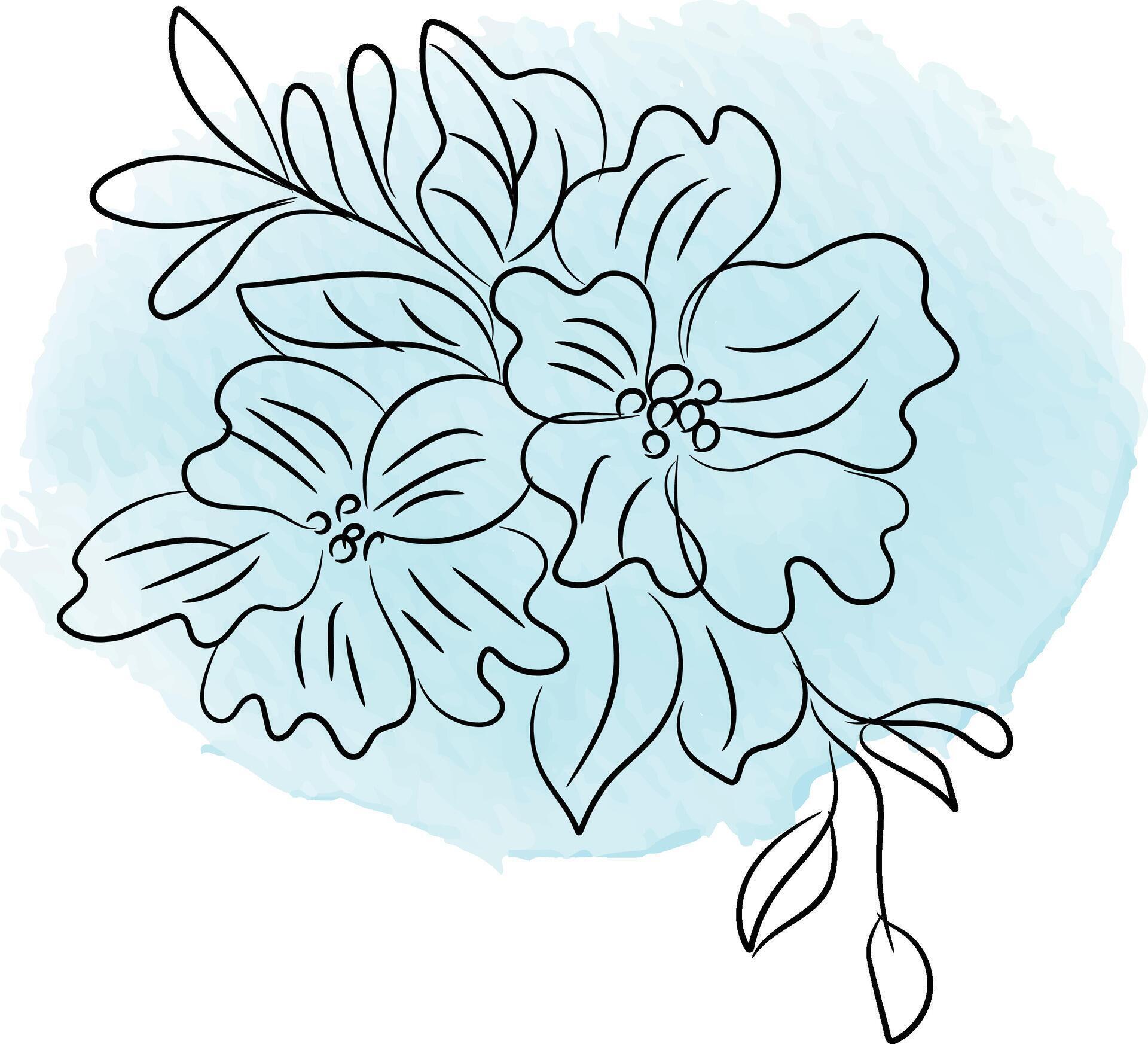 Hand drawn flat design simple flower outline Stock Free