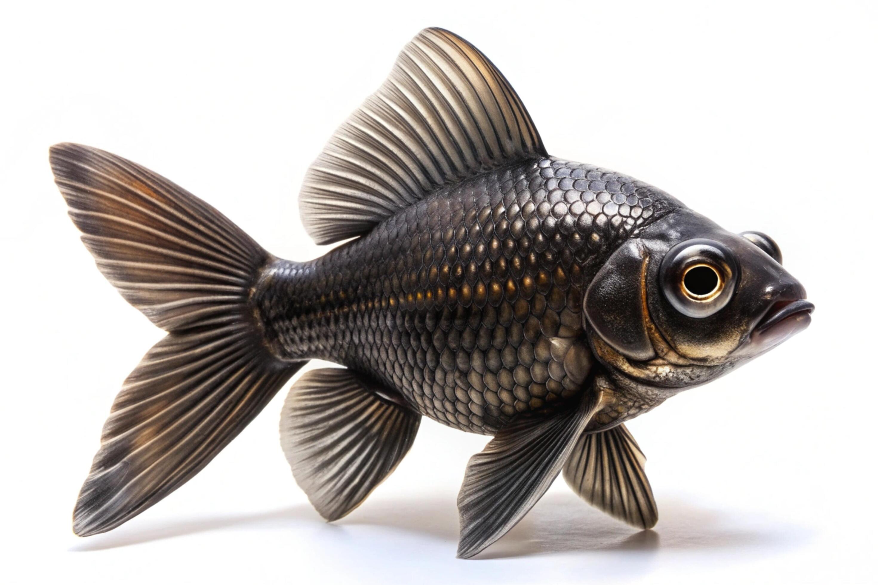 Black ornamental fish isolated on white background Stock Free