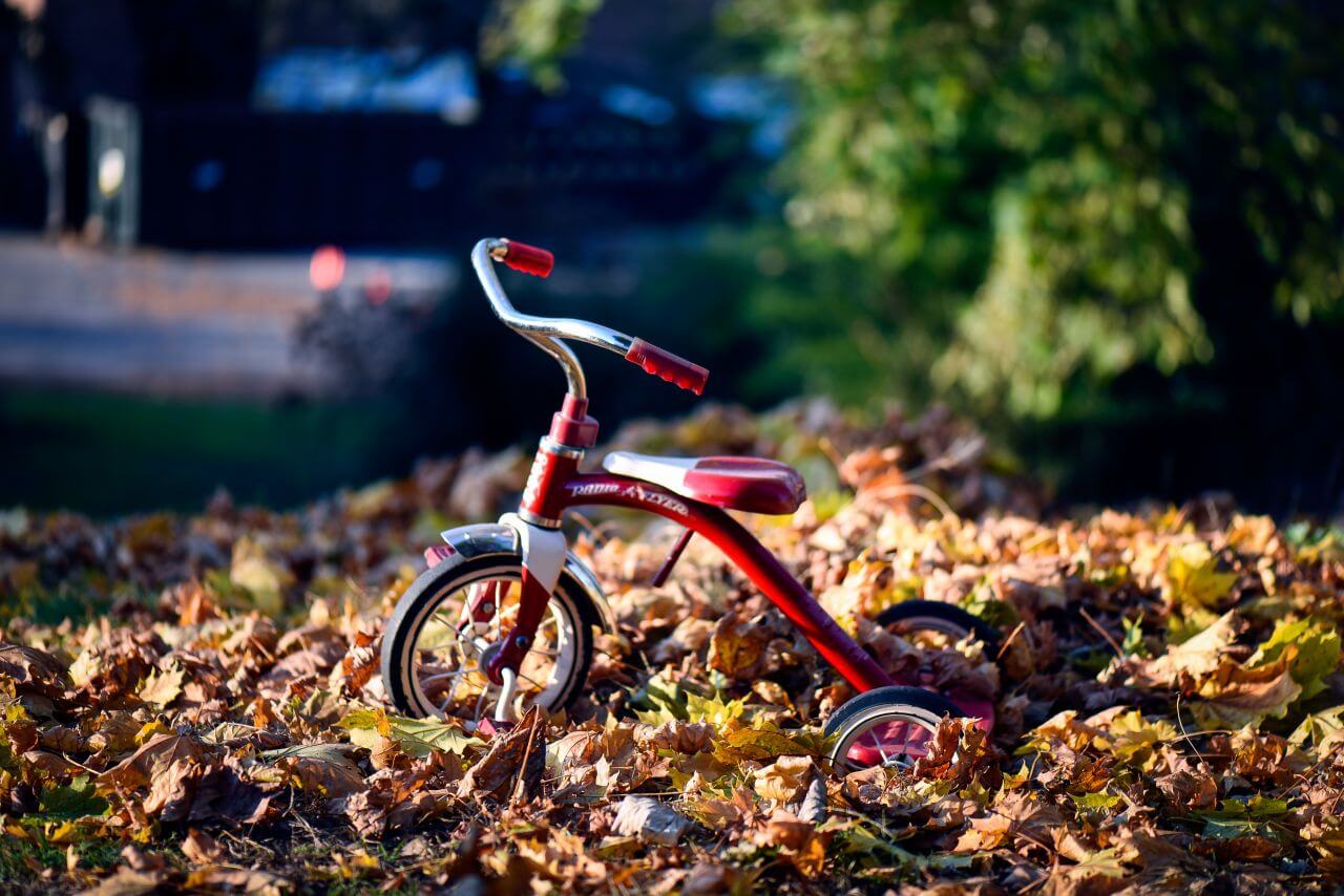 Red Retro Tricycle Child Radio Flyer Stock Free