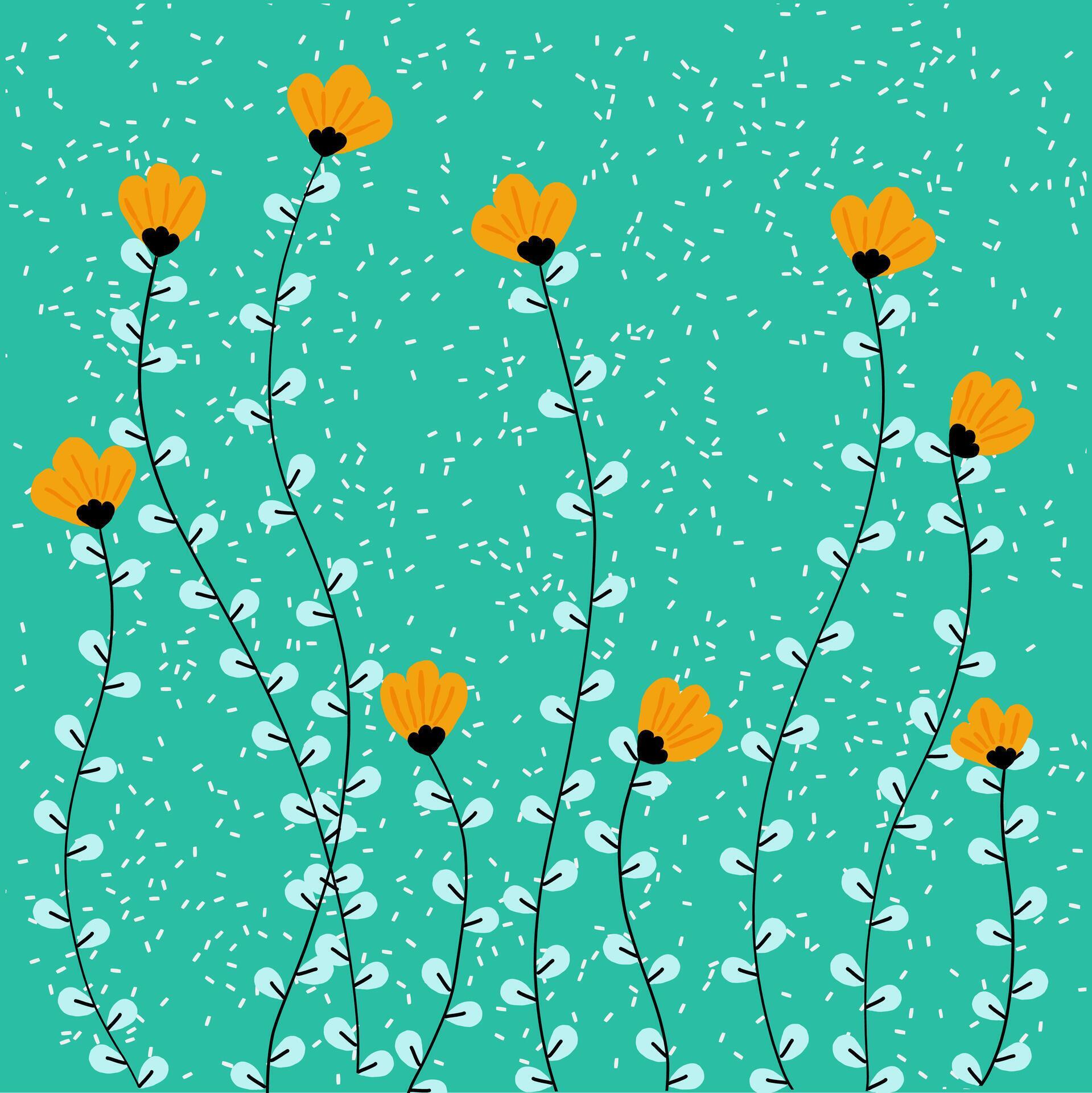 The image consists of orange flowers on a green background, they have light soft green leaves Stock Free