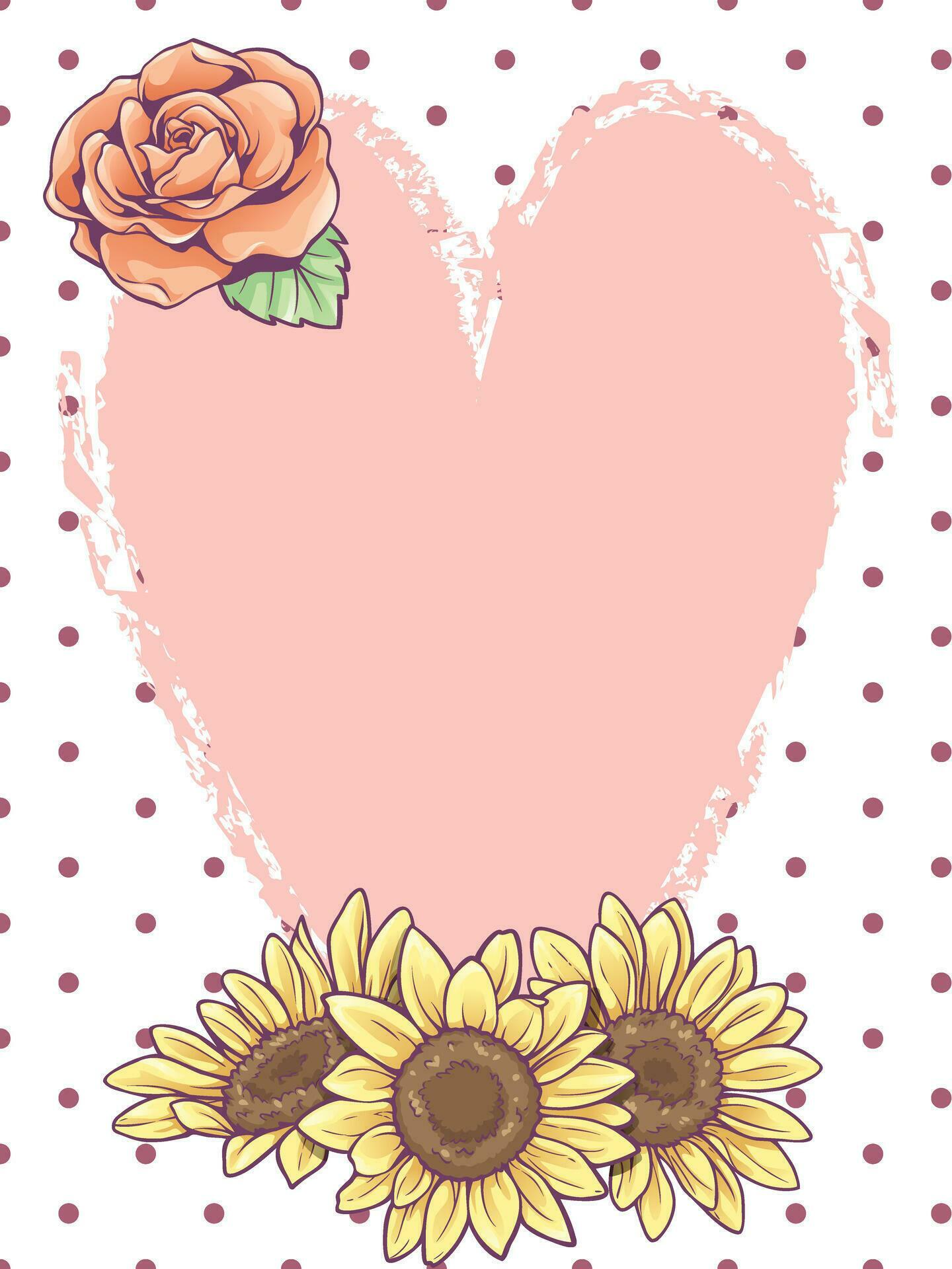 Pink heart with flower vector Stock Free