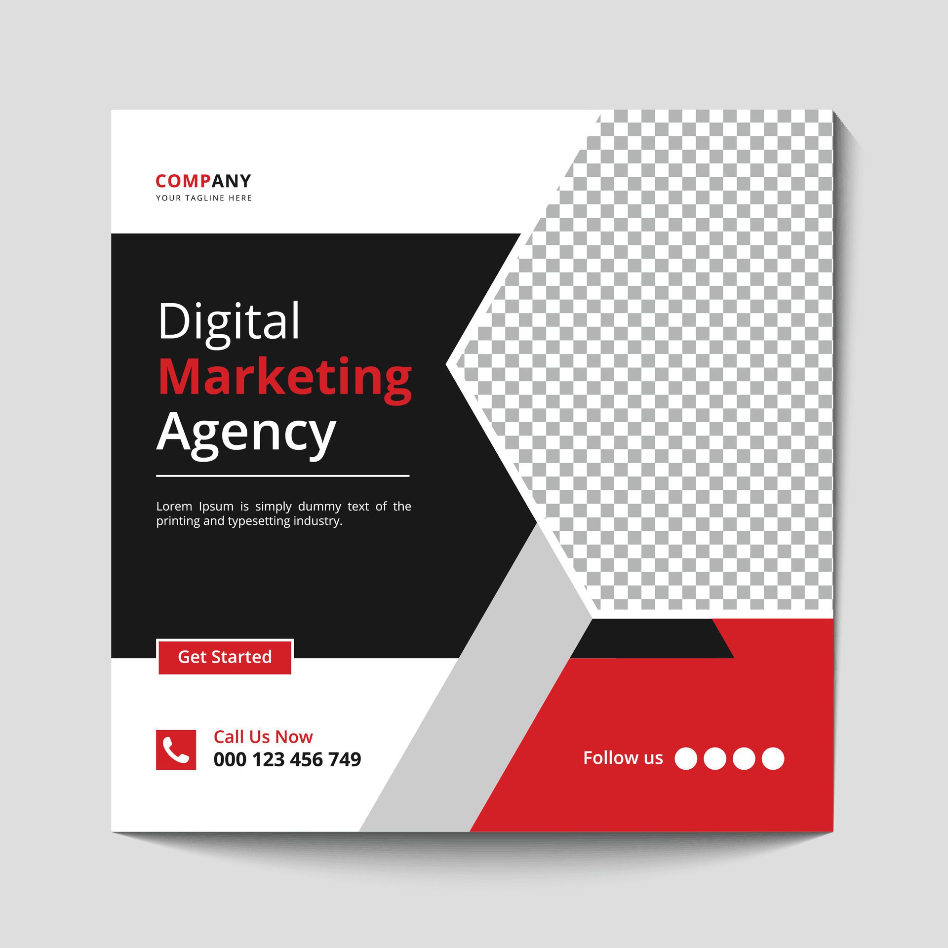 Marketing Agency Social Media Post, Digital Marketing Web Banner, Corporate Square Flyer Template banner Free Vector