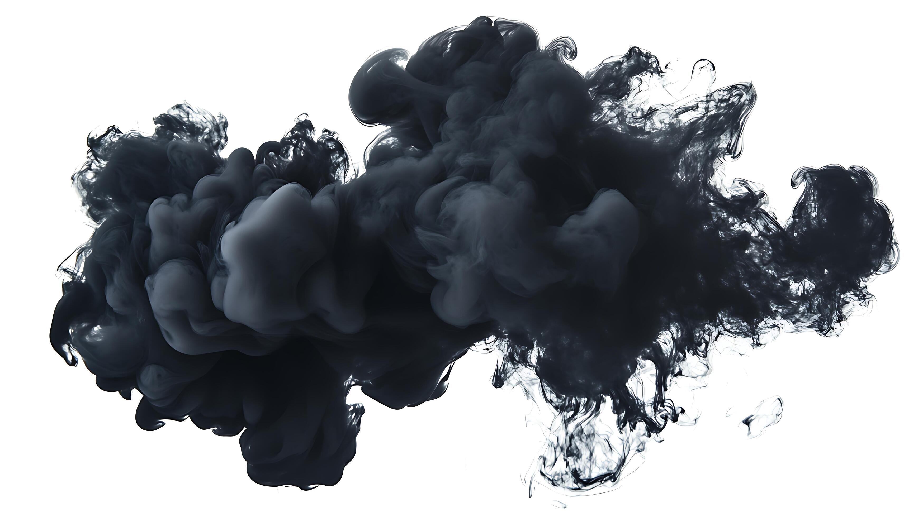 Black ink swirling in water, isolated on white background. Stock Free