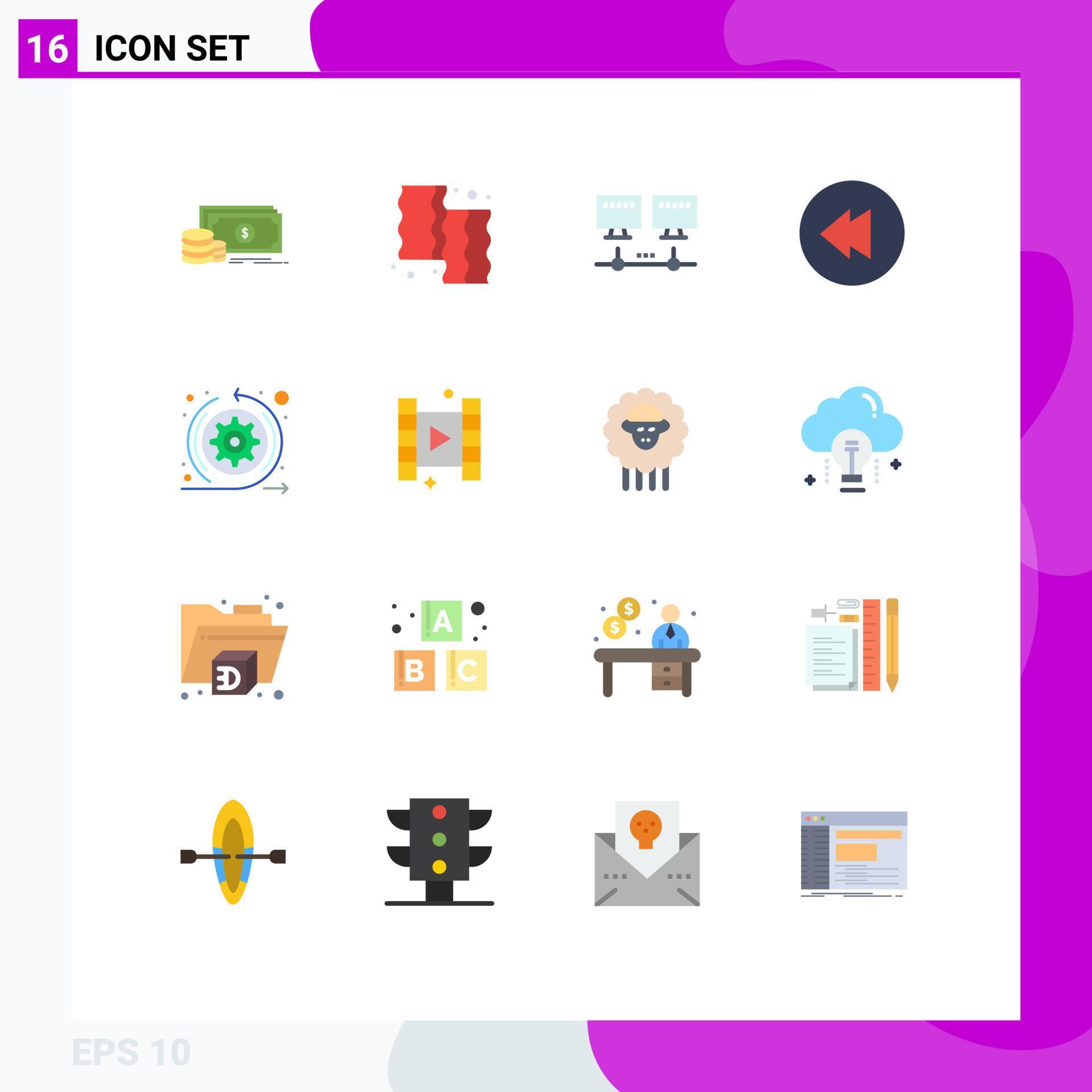 16 Creative Icons Modern Signs and Symbols of sprint arrows meat agile multimedia Editable Pack of Creative Vector Design Elements Stock Free