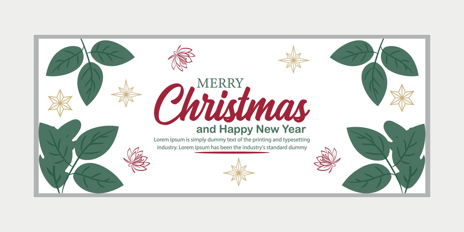 merry christmas banner set and happy new year banner, social media cover and web banner Free Vector