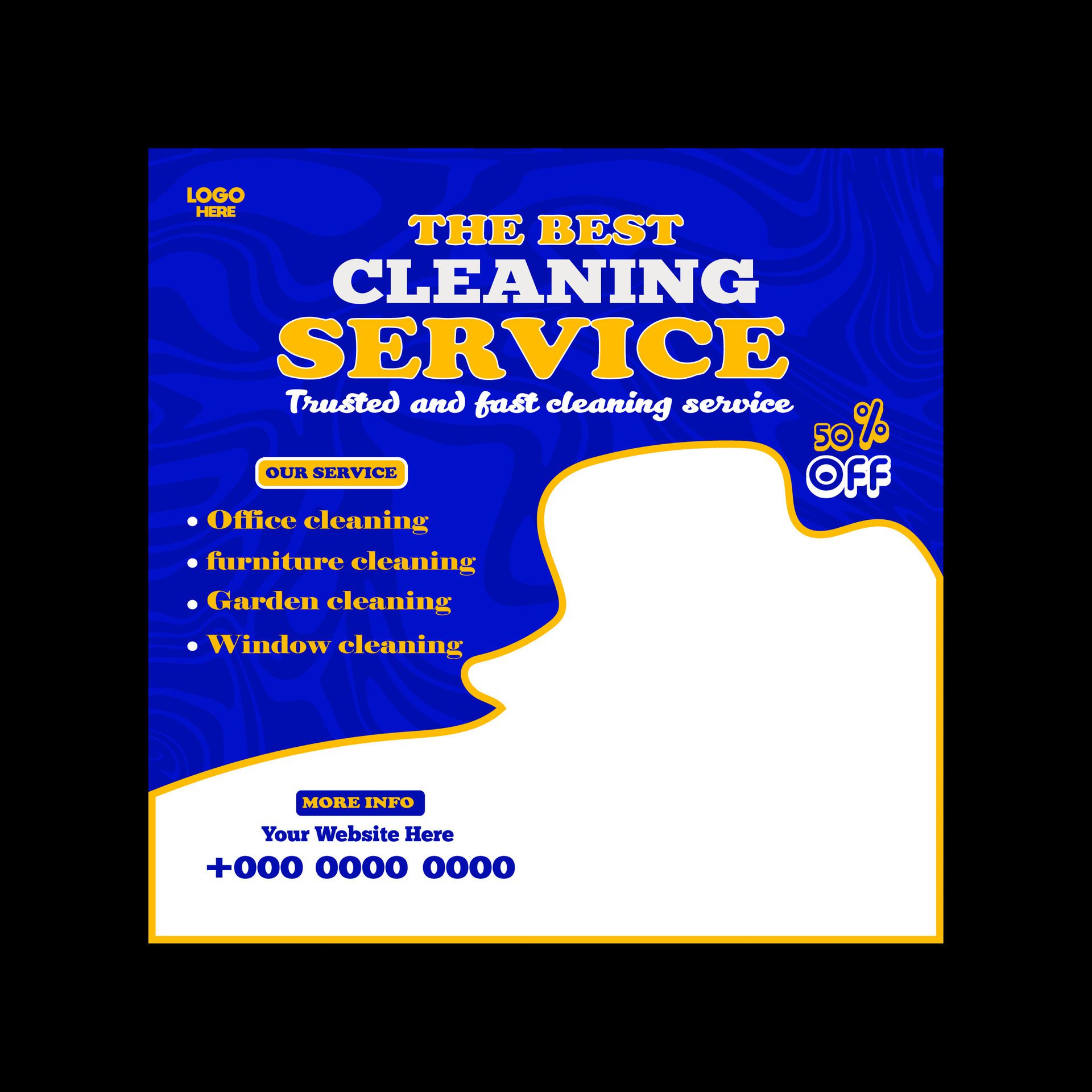 Reliable Cleaning service banner design and square social media post template Free Vector