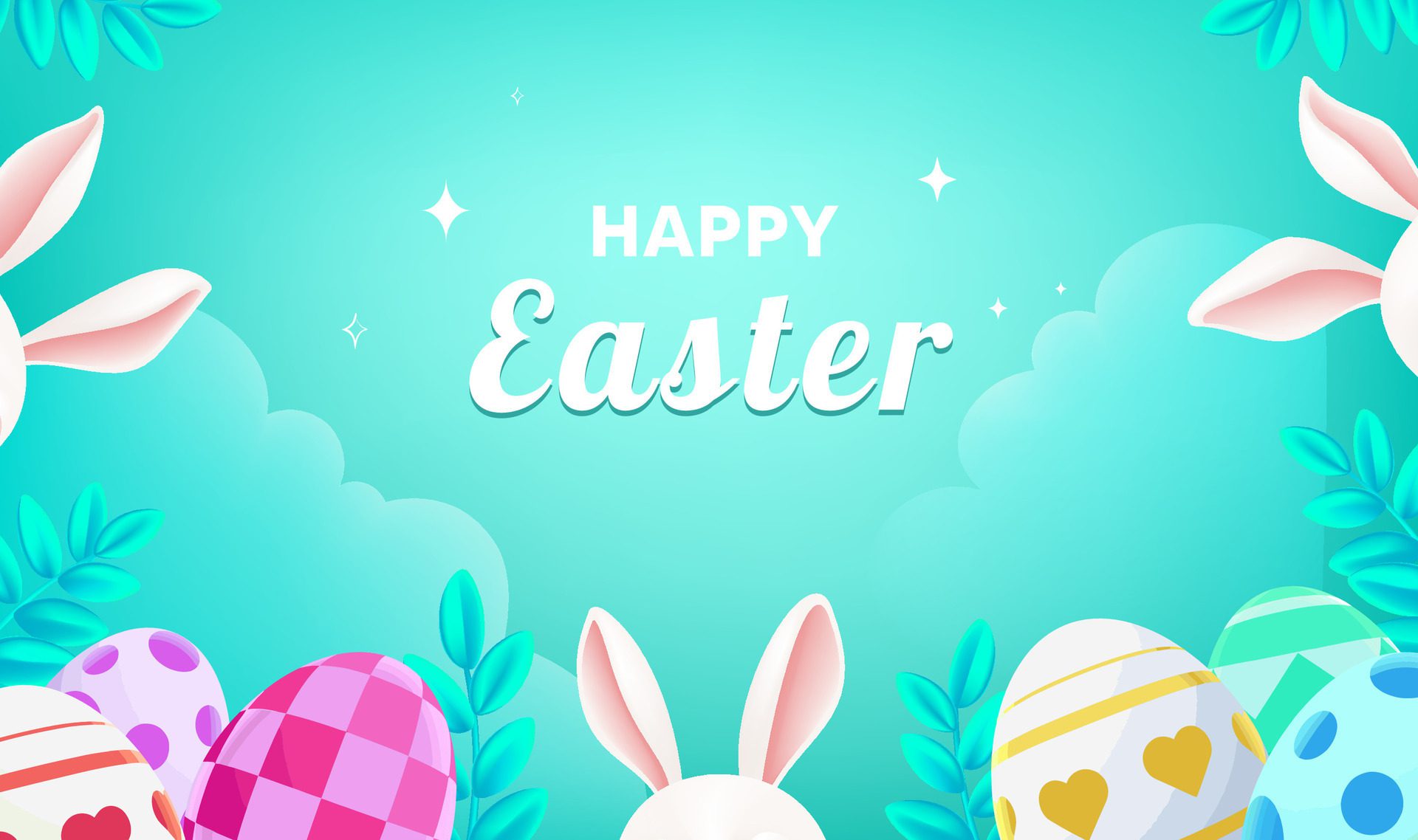 Vector hand painted Easter celebration banner horizontal template Free Vector