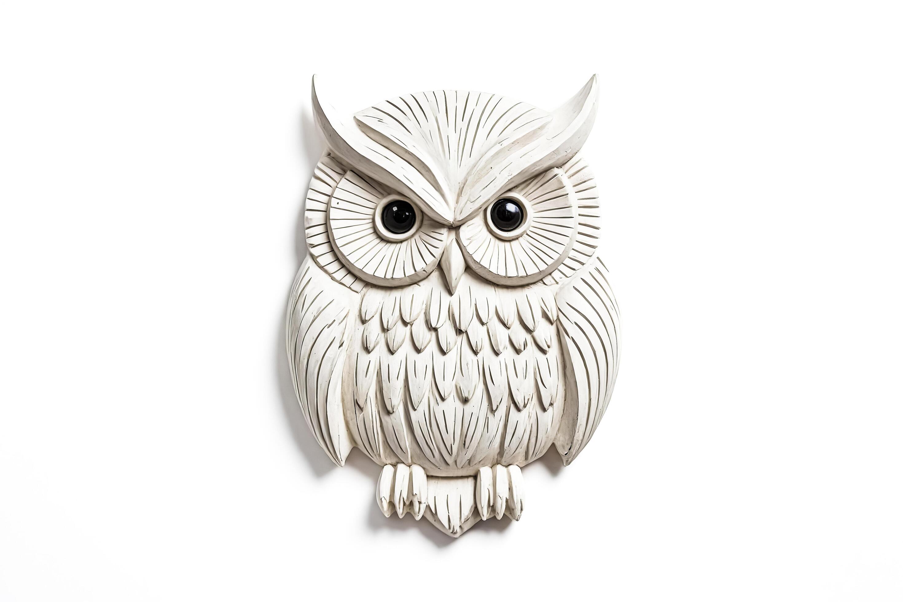 White Owl Figurine Isolated on White Background Stock Free