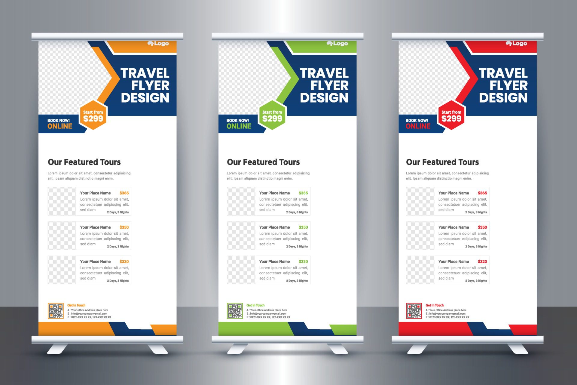 Free Travel Roll Up Banner Design Idea For Travel and Tourism Agency Free Vector