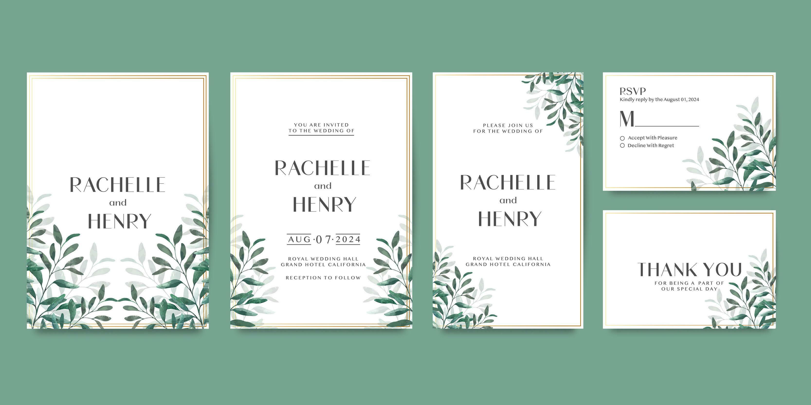 Wedding invitation template with flower Stock Free