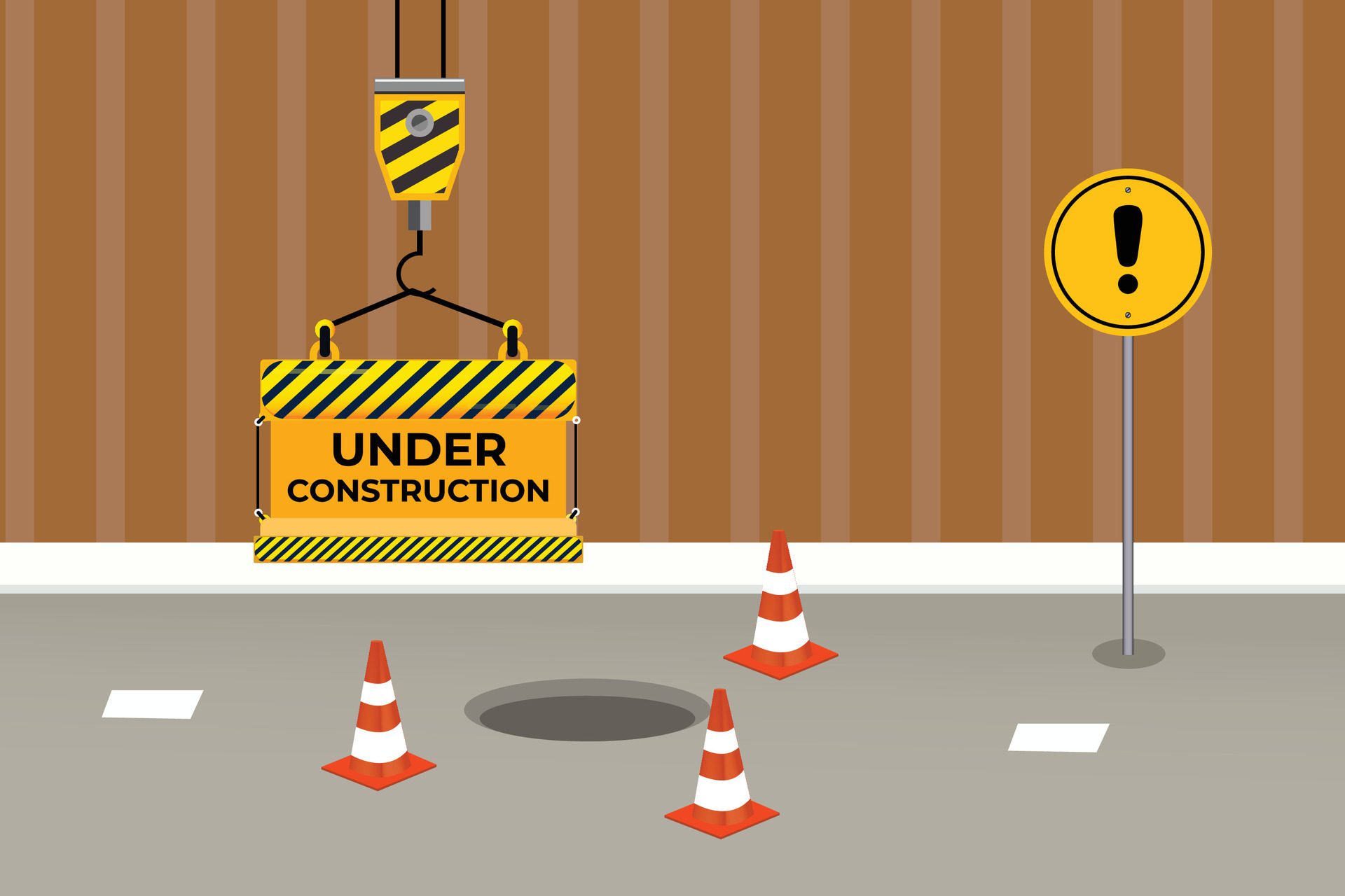 Vector vector construction sign under construct safety banner warning vector design Free Vector