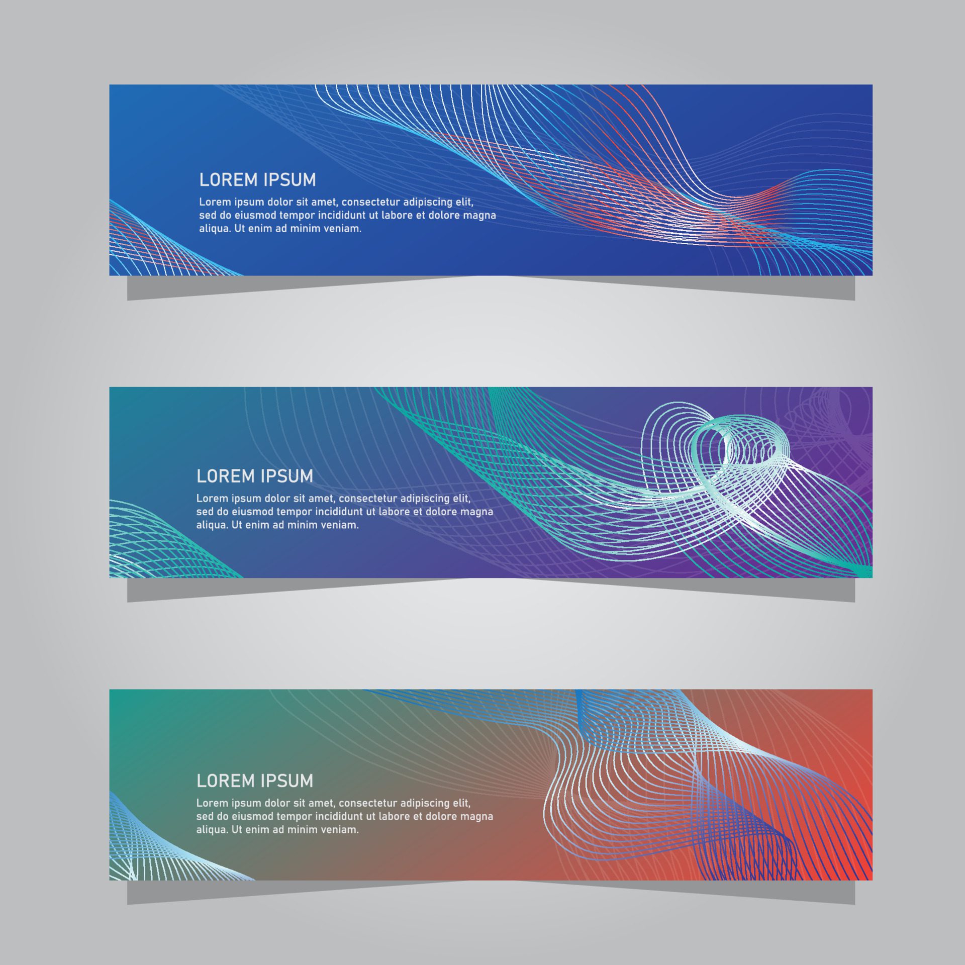 collection modern colorful banner vector graphic Free Vector