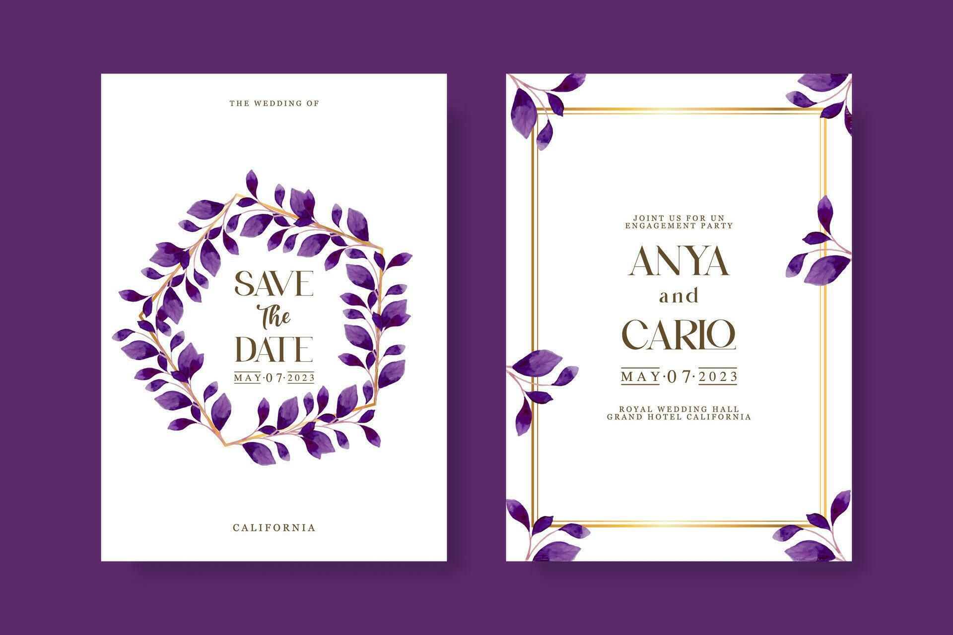 Wedding invitation template with flower Stock Free