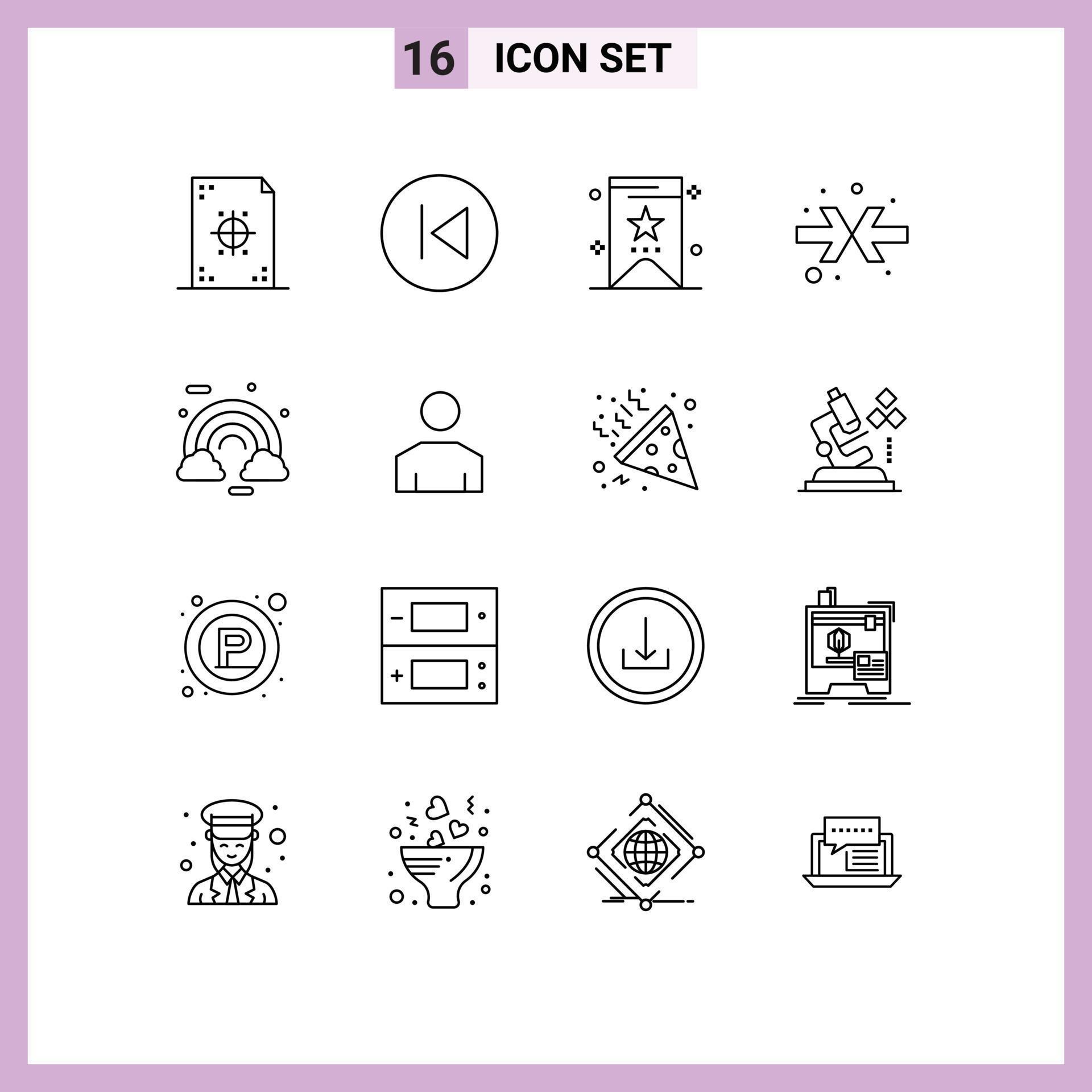 Group of 16 Outlines Signs and Symbols for cloud shrink arrows left arrows tag Editable Vector Design Elements Stock Free