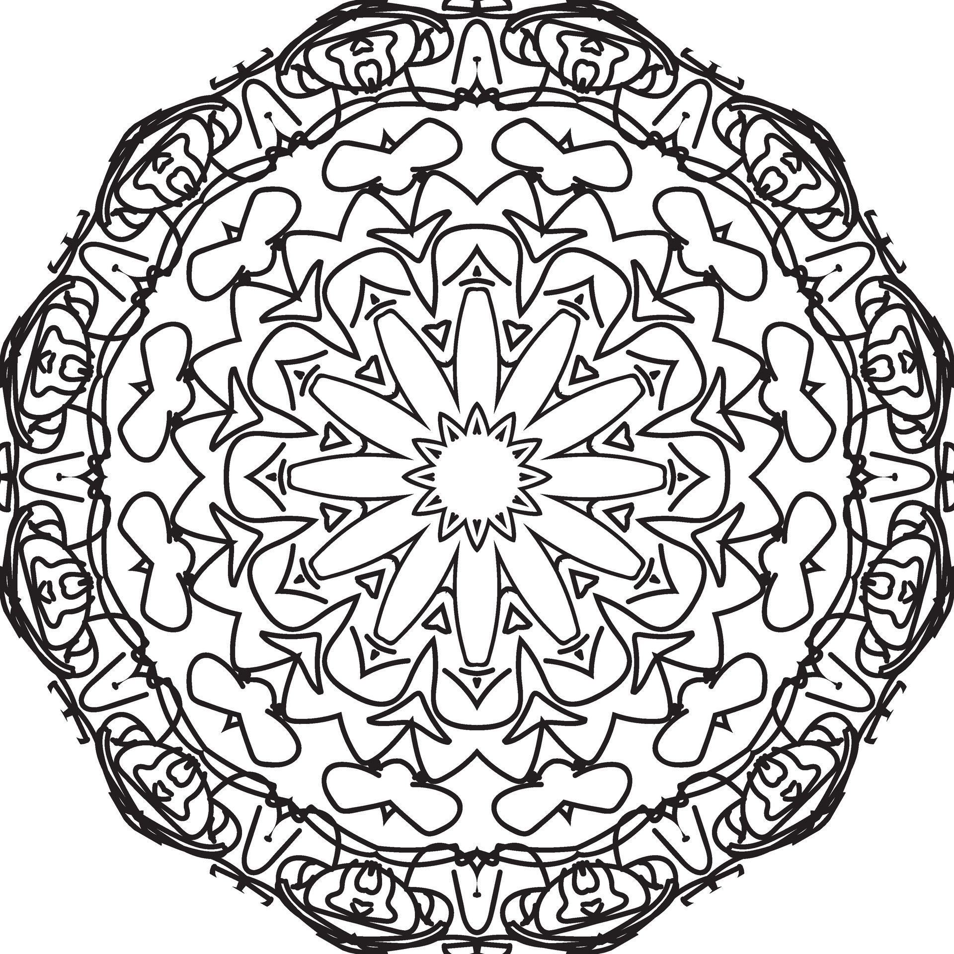 Circular pattern in form of mandala for Henna, Mehndi, tattoo, decoration. Decorative ornament in ethnic oriental style. Coloring book page. Free Vector