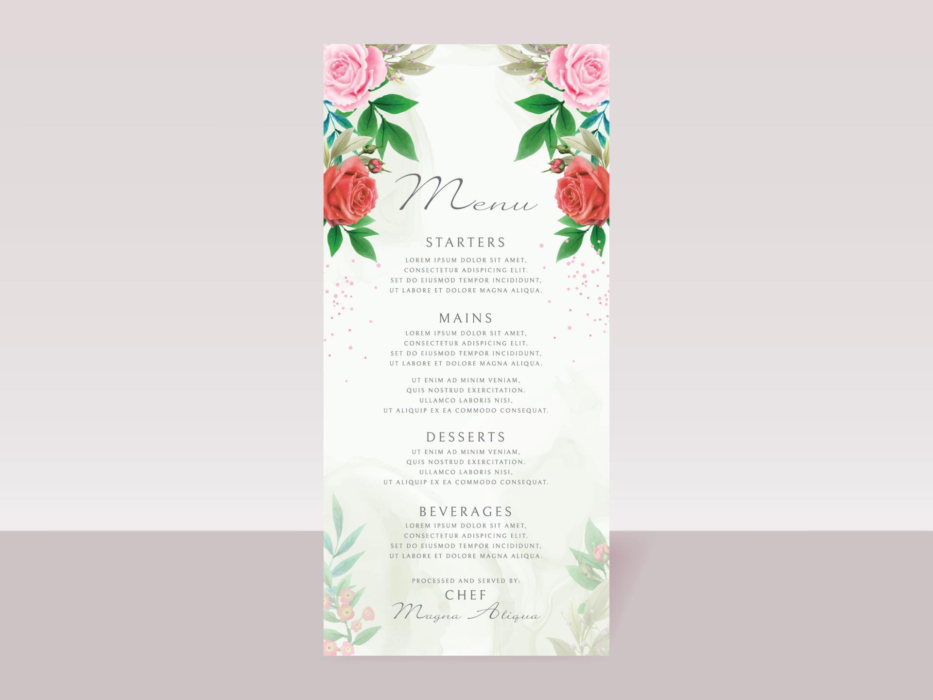 romantic red and pink flowers wedding invitations card template Stock Free