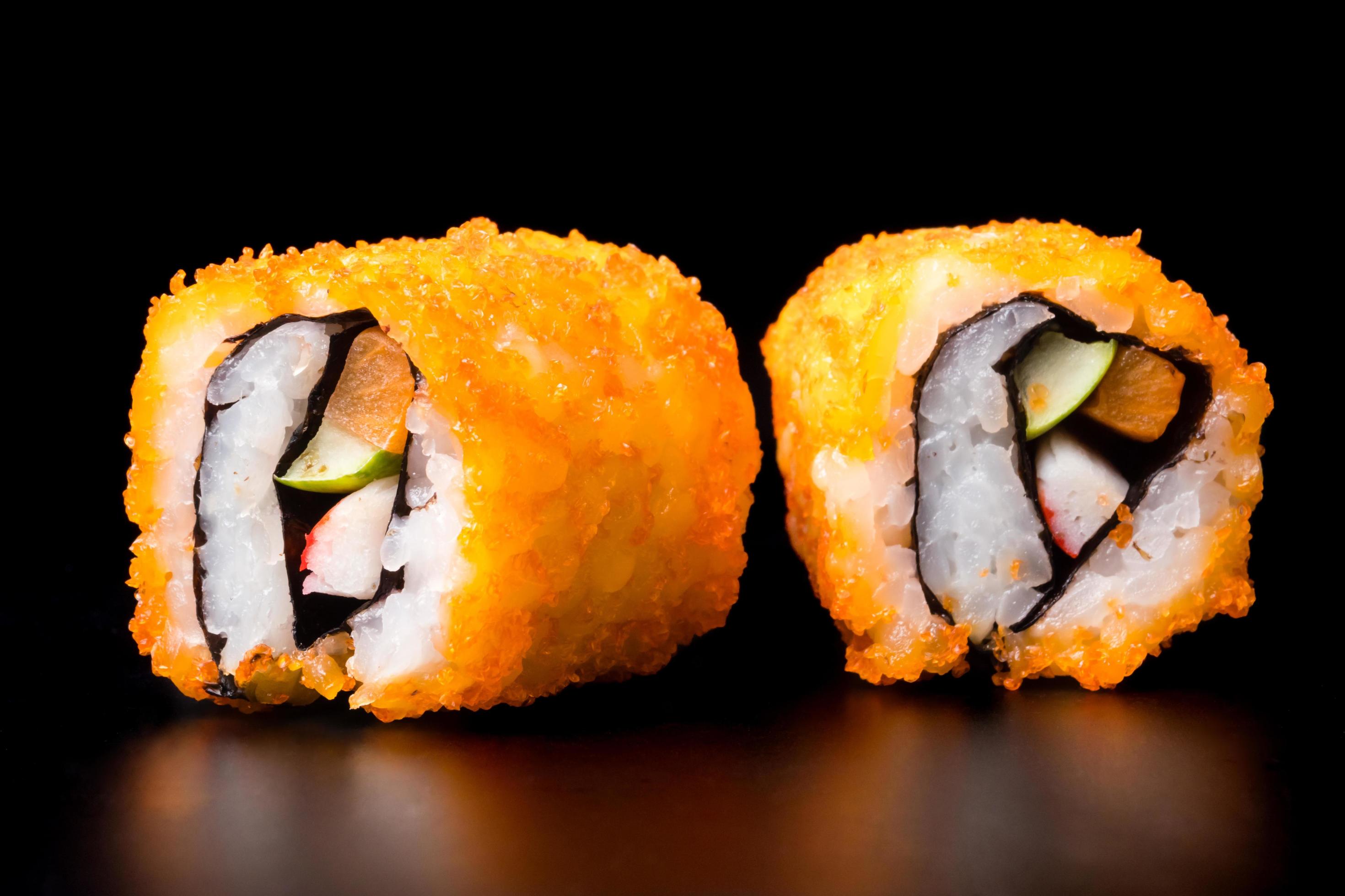 Sushi, japanese food, california roll on white background. Stock Free