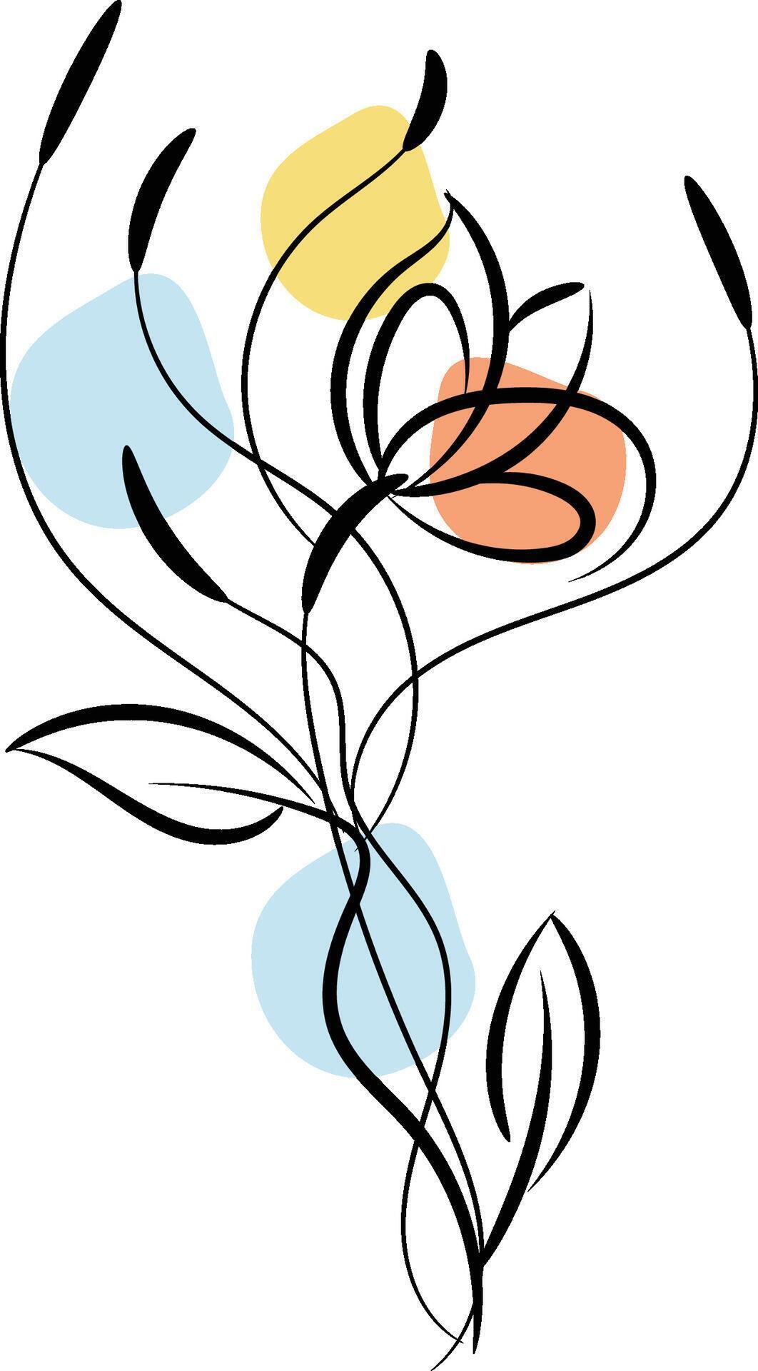 Hand drawn flat design simple flower outline Stock Free