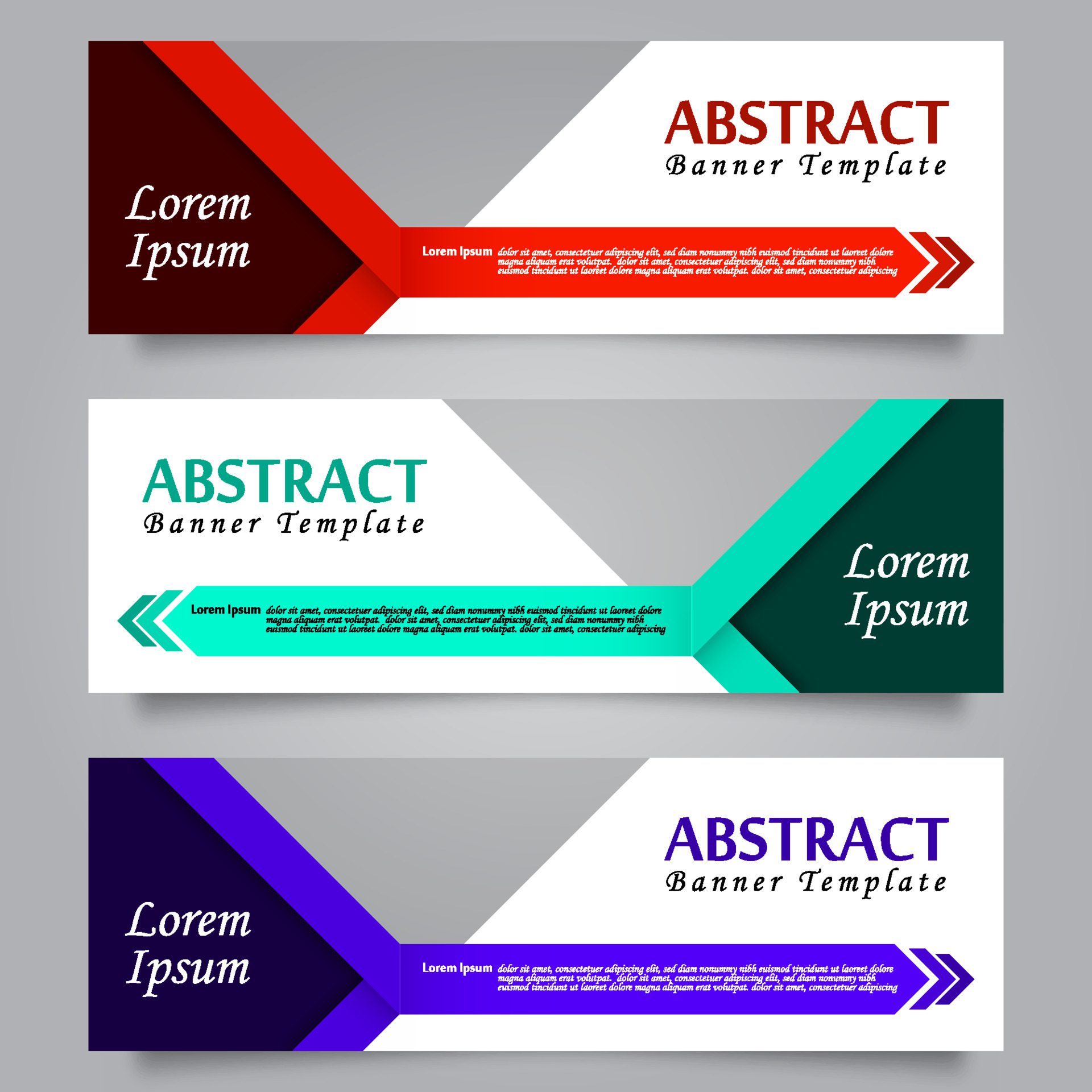 Set of Horizontal Abstract Banner Template. Modern Horizontal Banner. Header Template Free Vector