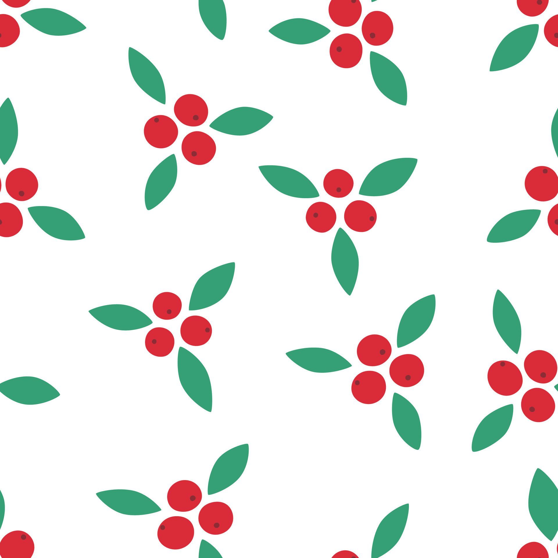 Seamless pattern with abstract leaves and berries. Repeating background for your design, flat style. Free Vector