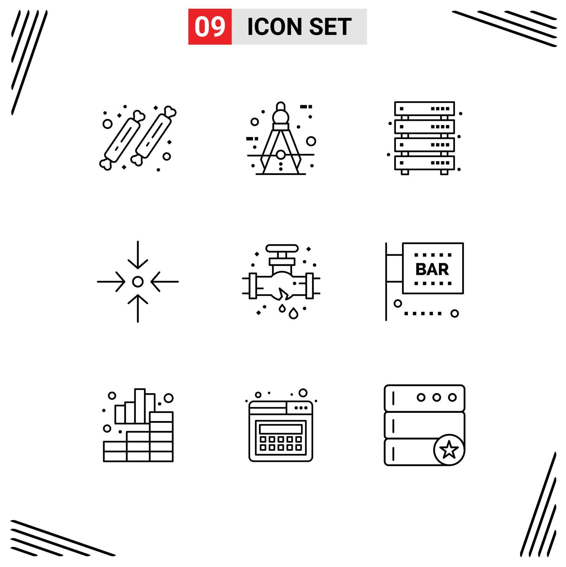 9 Creative Icons Modern Signs and Symbols of scale arrow measure web server Editable Vector Design Elements Stock Free