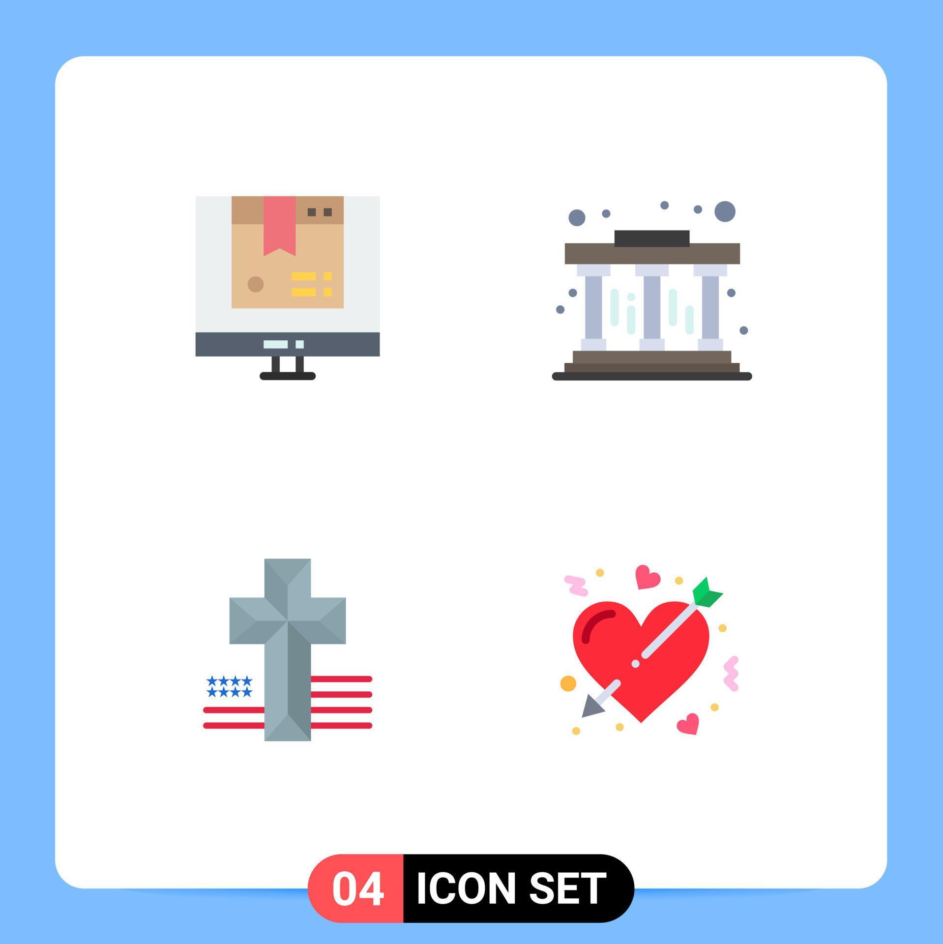 Group of 4 Flat Icons Signs and Symbols for box cross shopping pillars arrow Editable Vector Design Elements Stock Free and Free SVG