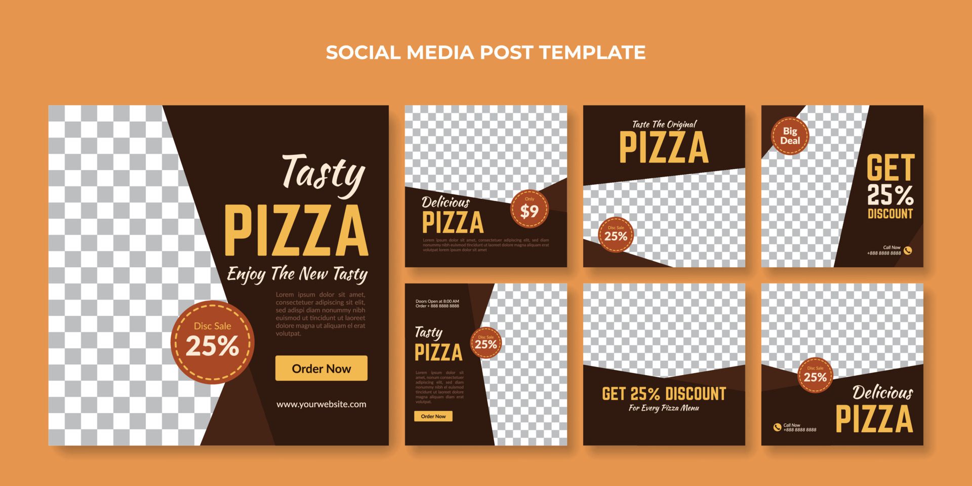 Tasty pizza social media post template. Food banner for restaurant Free Vector