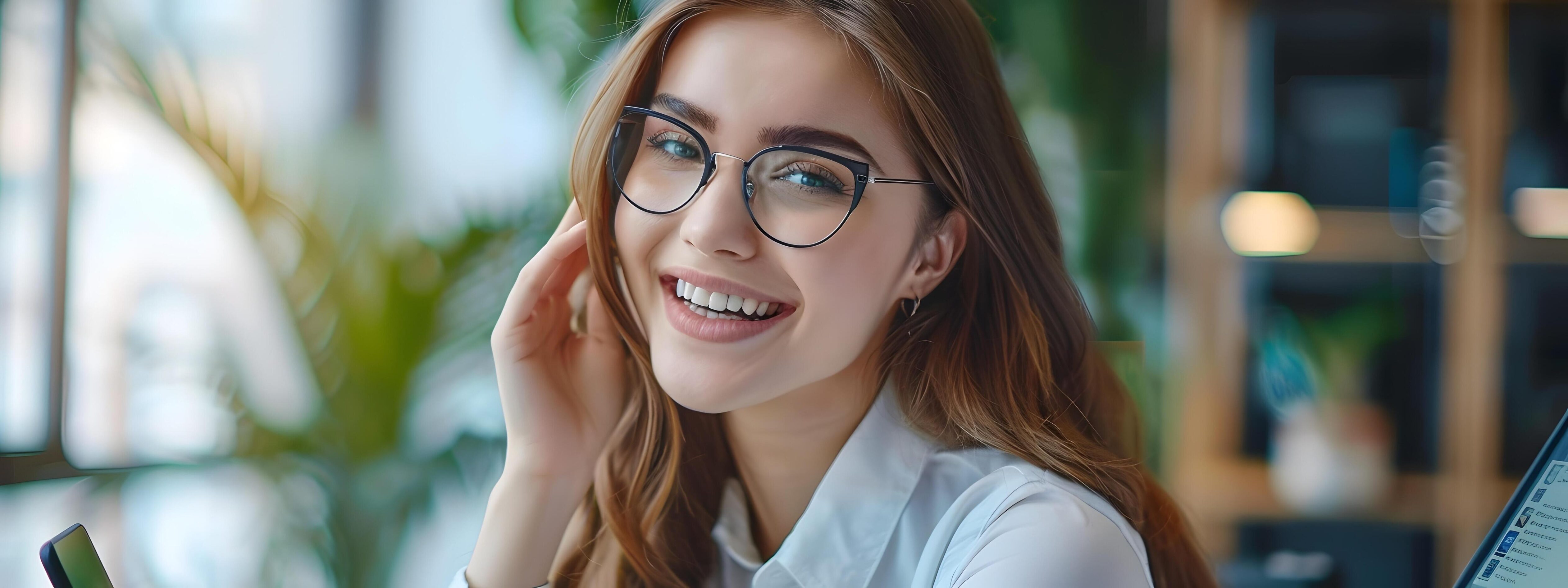 Happy Professional Woman Smiling at in Modern Office Setting Stock Free