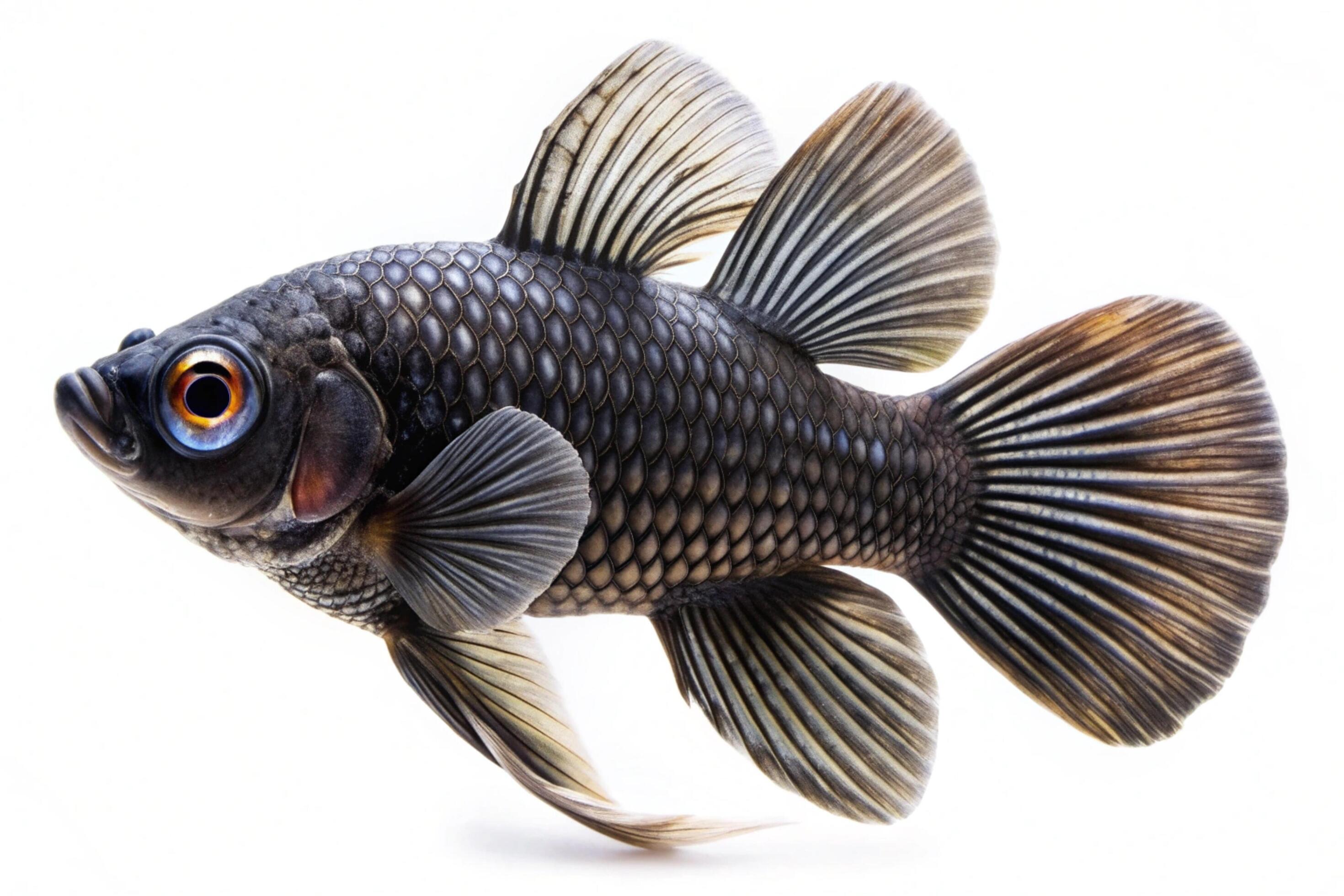 Black ornamental fish isolated on white background Stock Free