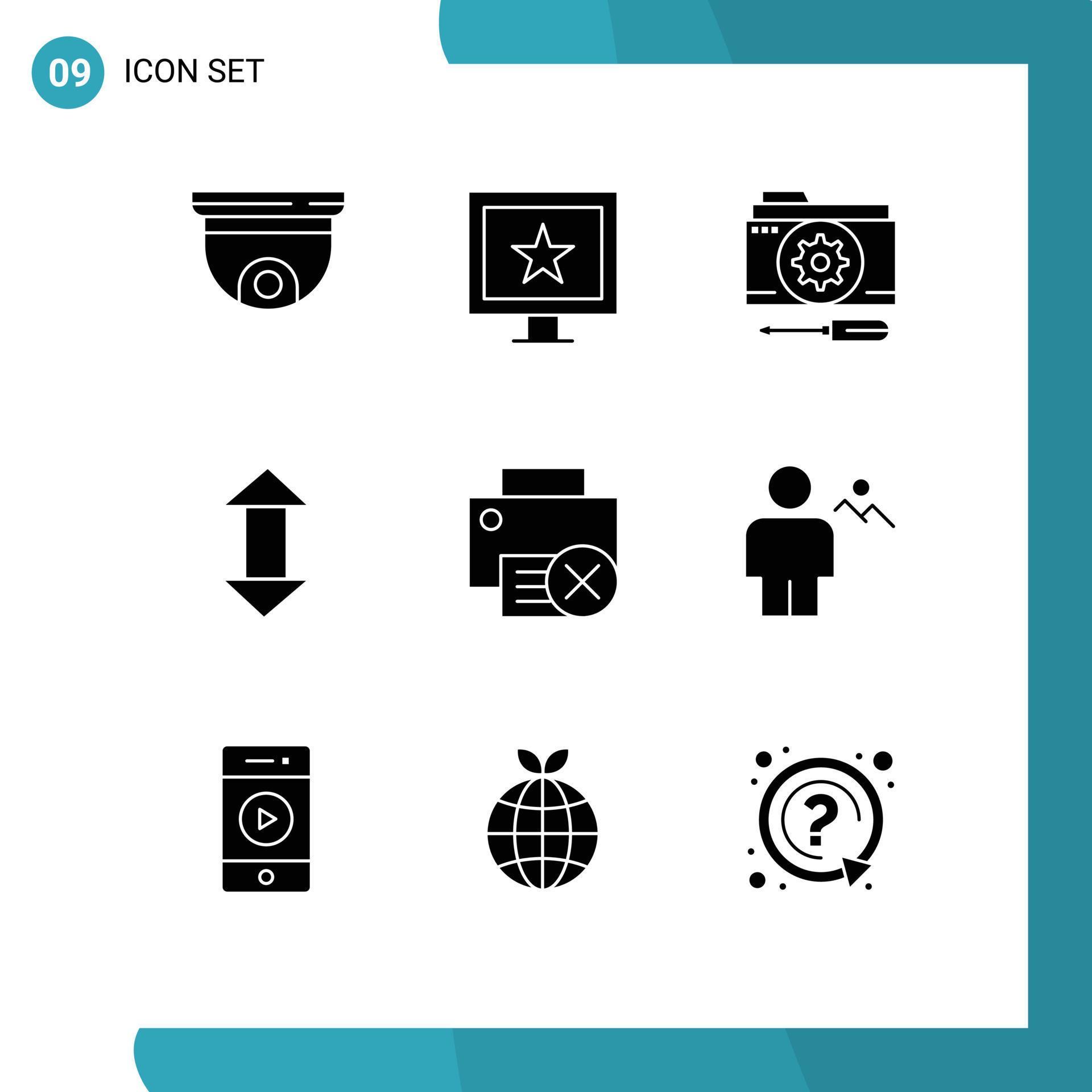 Group of 9 Solid Glyphs Signs and Symbols for computers up configuration arrows tools Editable Vector Design Elements Stock Free