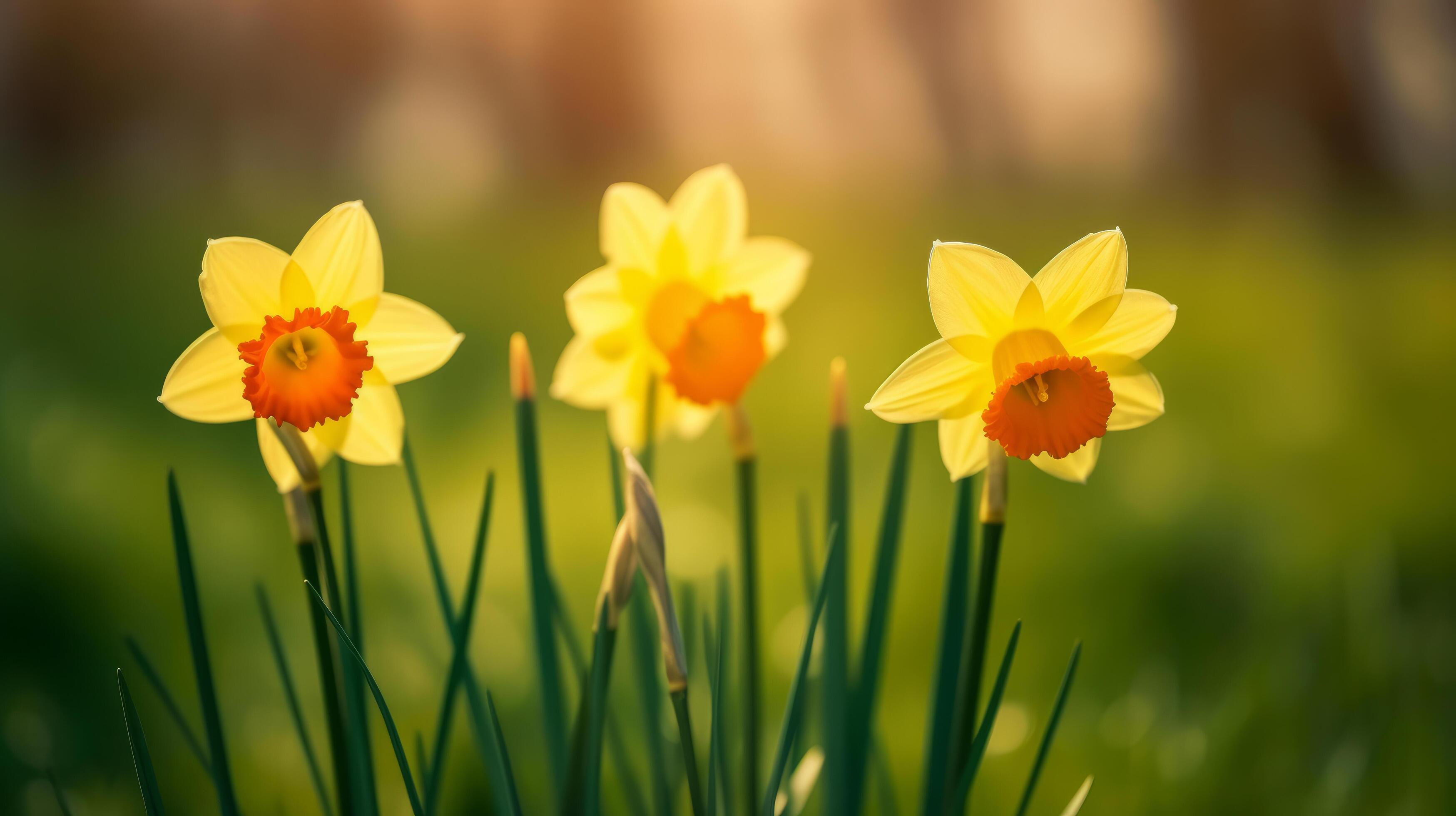 Daffodils flower background. Illustration Stock Free