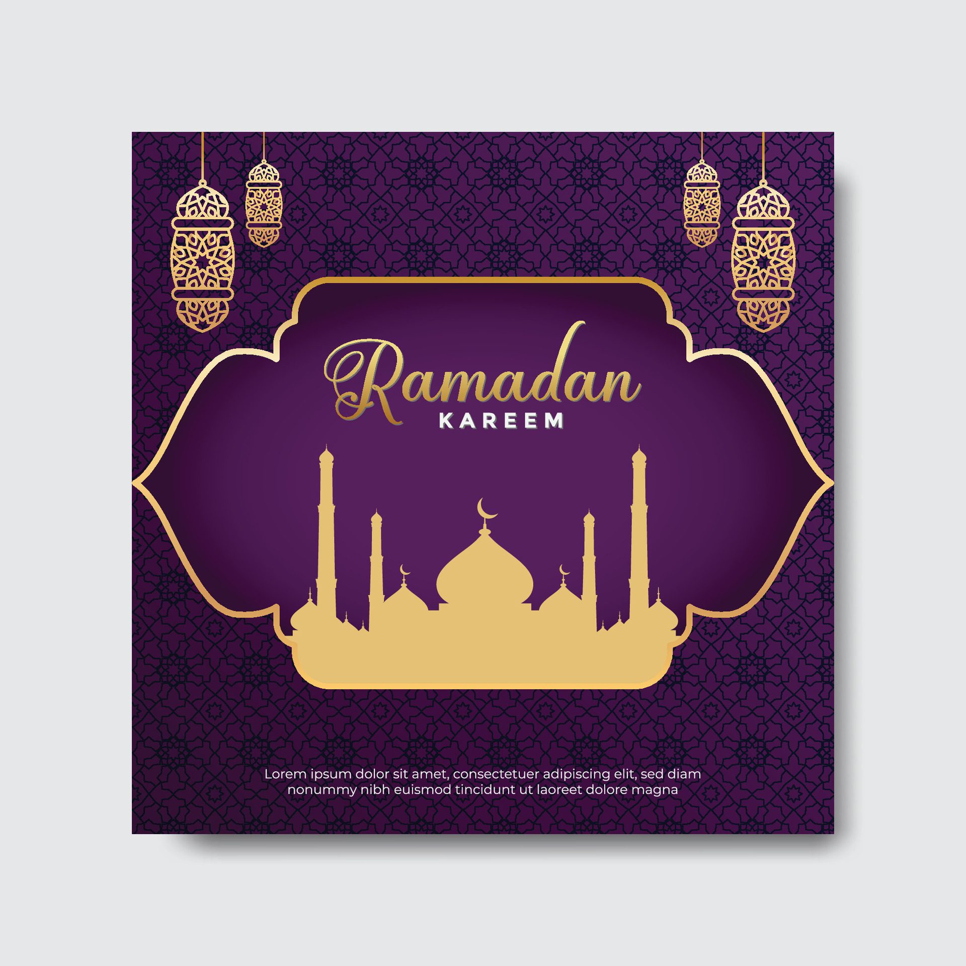 Ramadan Kareem Greetings Social Media Banner Post Design Template Free Vector