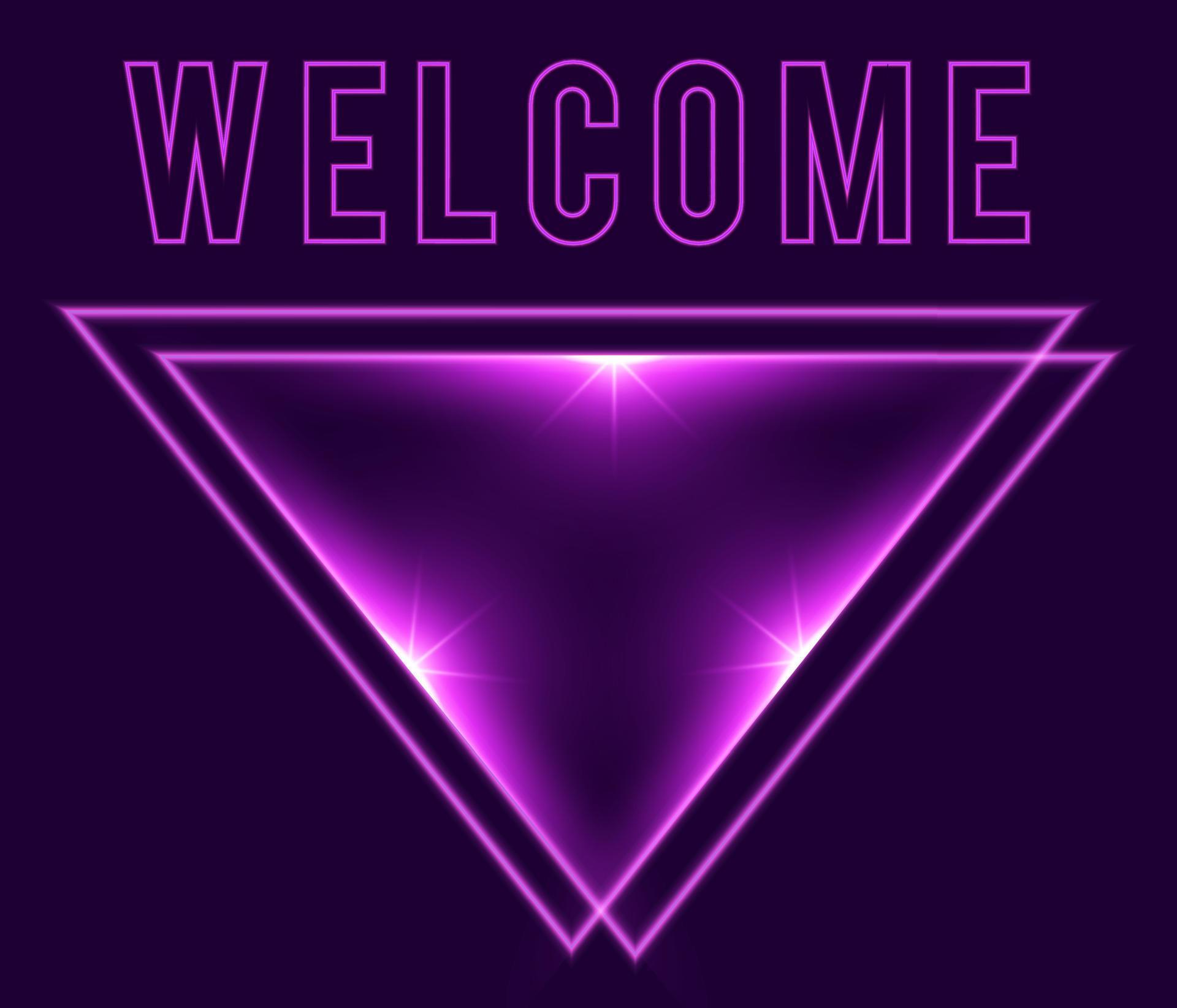 Welcome arrow in neon style. Welcome neon signs. greeting card, invitation card, light banner, posters, flyer Stock Free