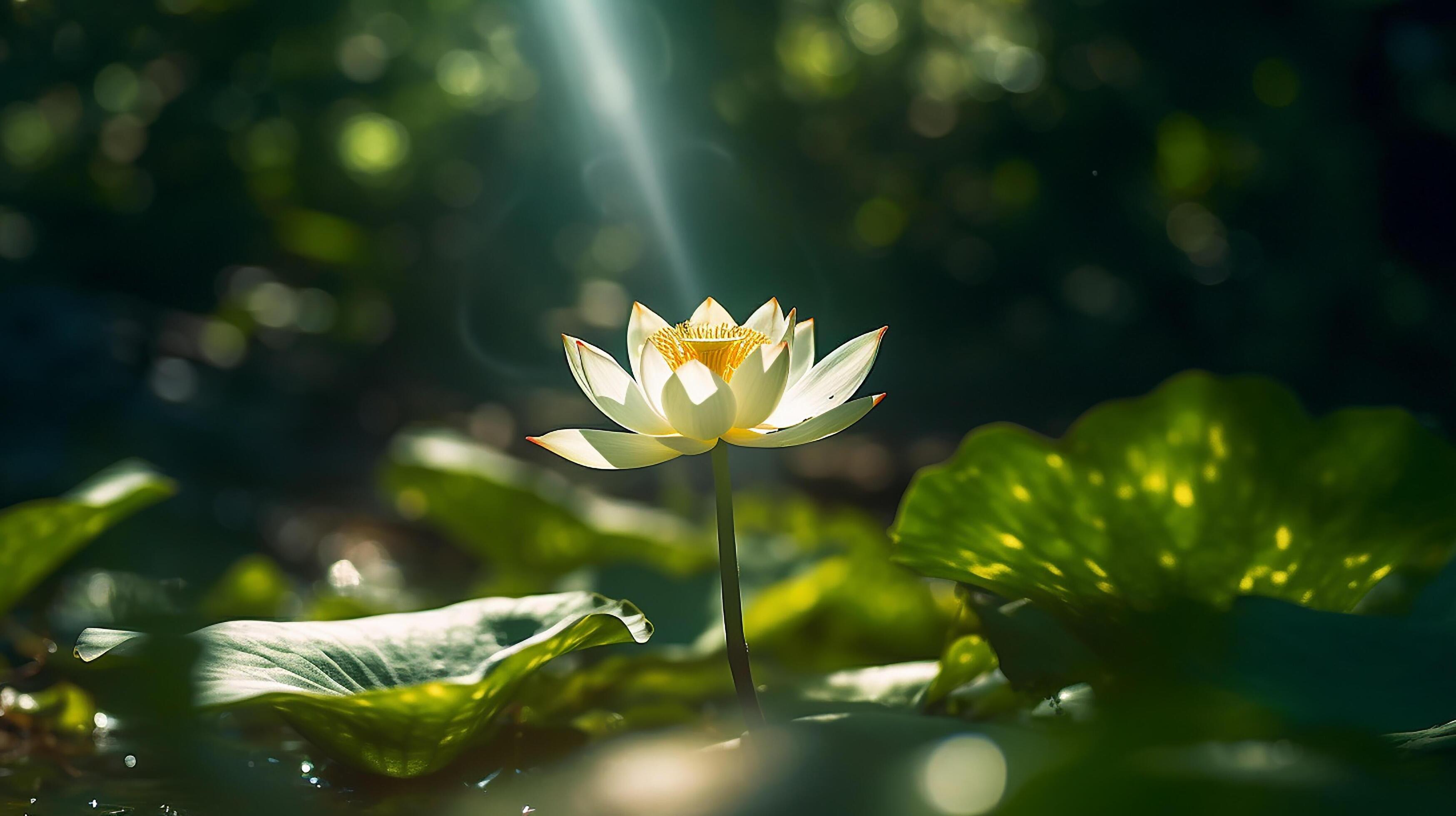 Lotus flower, A single lotus flower shining in the sun, Stock Free