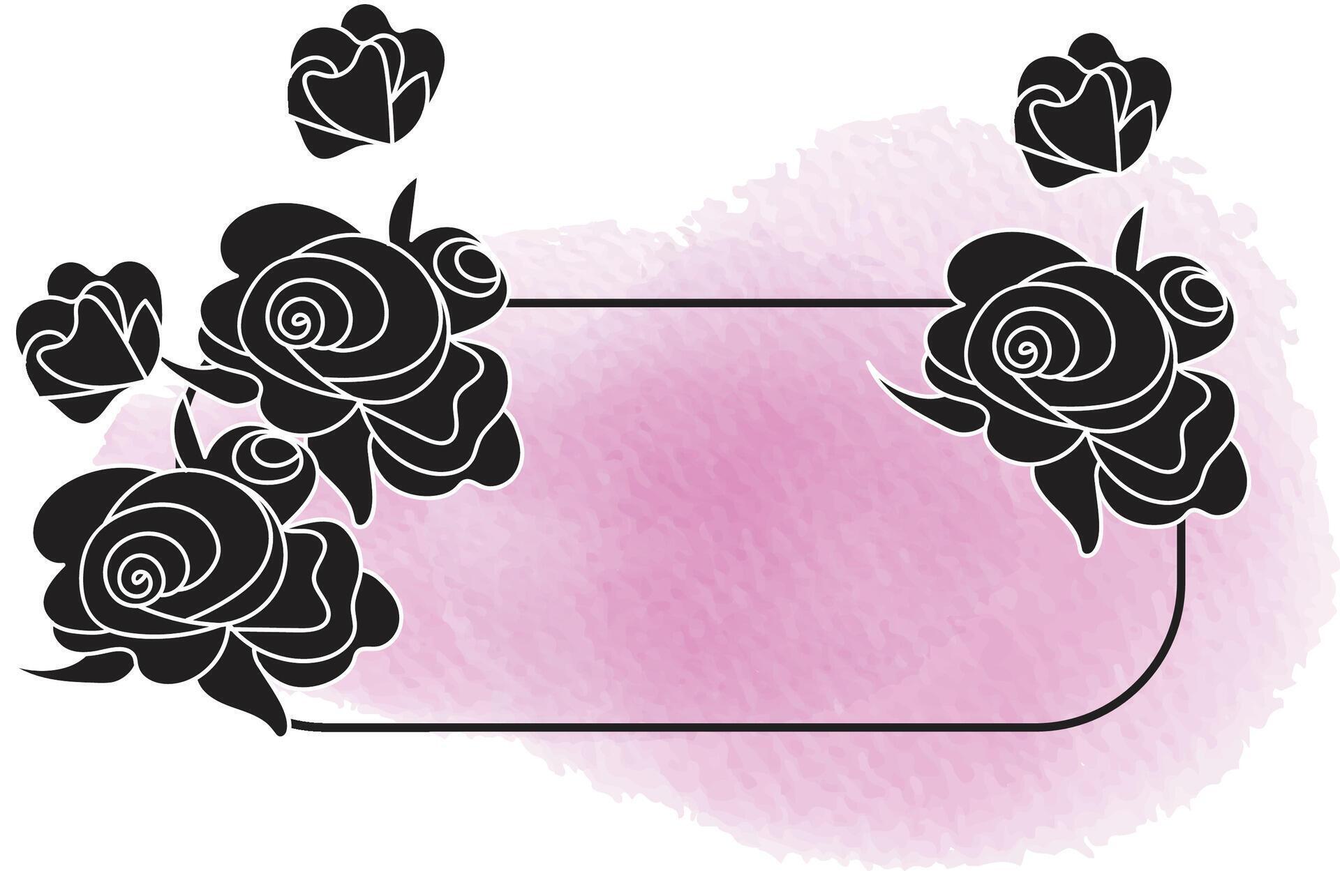 realistic hand drawn flowers with blank banner Stock Free