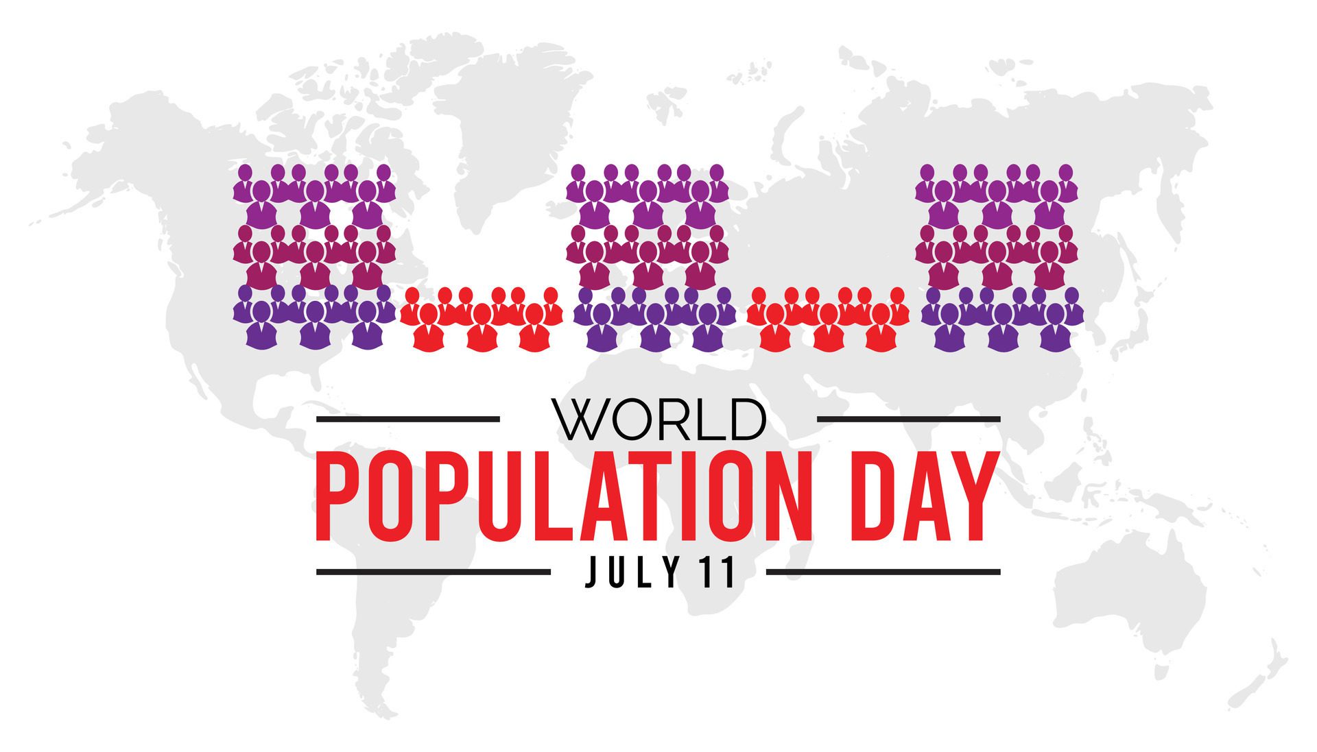 World Population Day observed every year in July. Template for background, banner, card, poster with text inscription. Free Vector