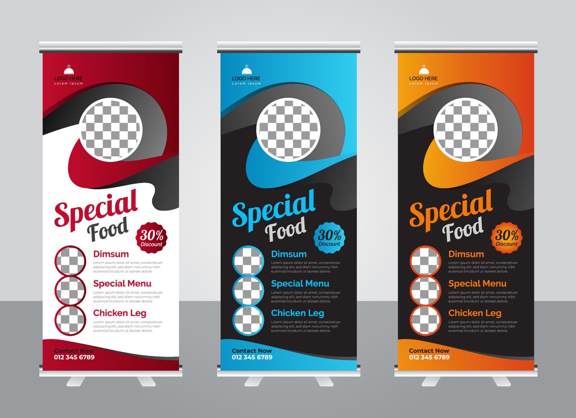 Food and restaurant roll up banner design template Free Vector