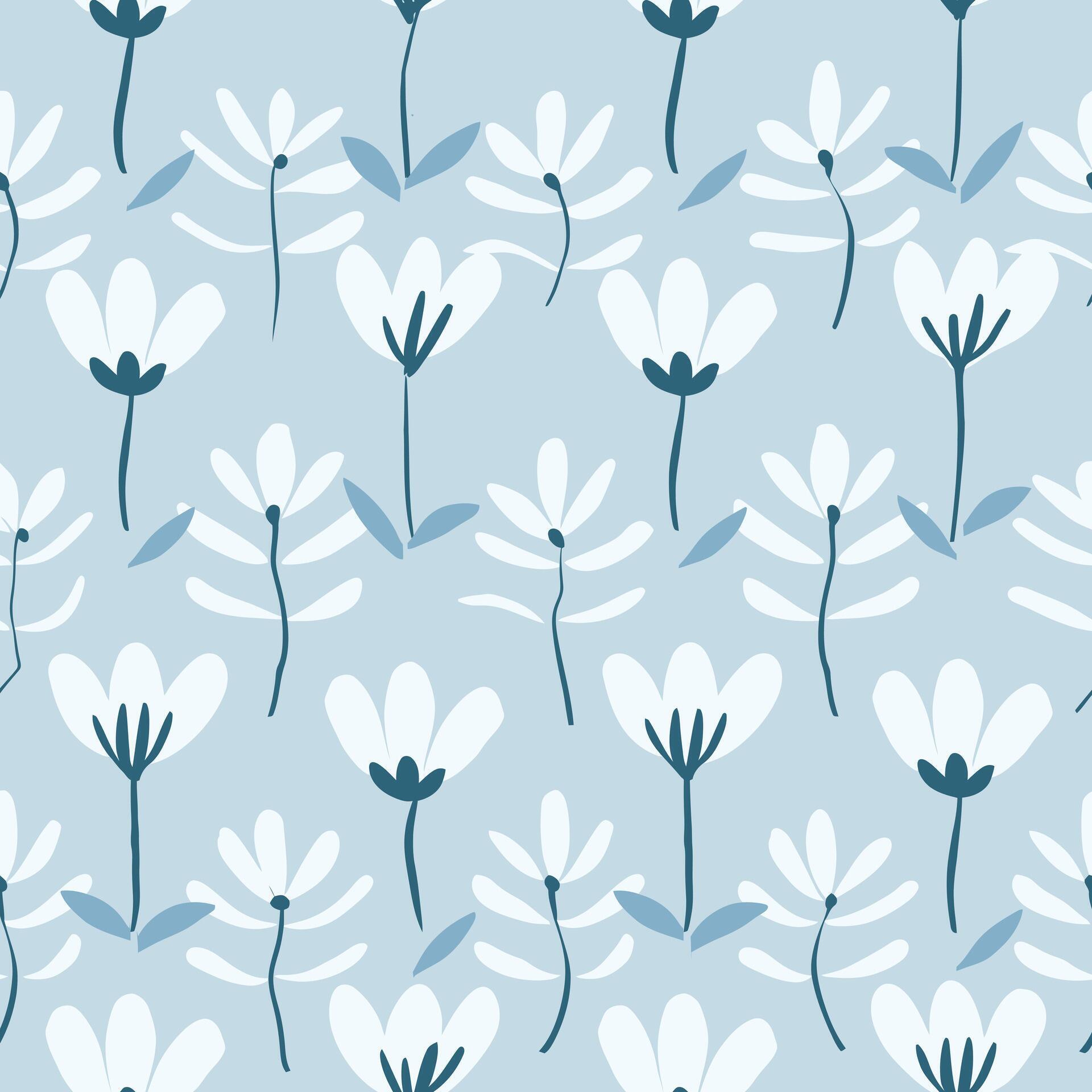 leaf and flower pattern on a blue background Stock Free