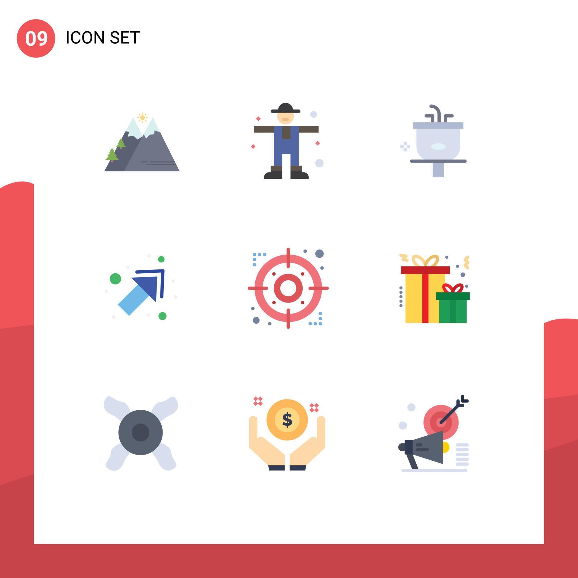 Set of 9 Modern UI Icons Symbols Signs for arrow up scarecrow arrow shower Editable Vector Design Elements Stock Free