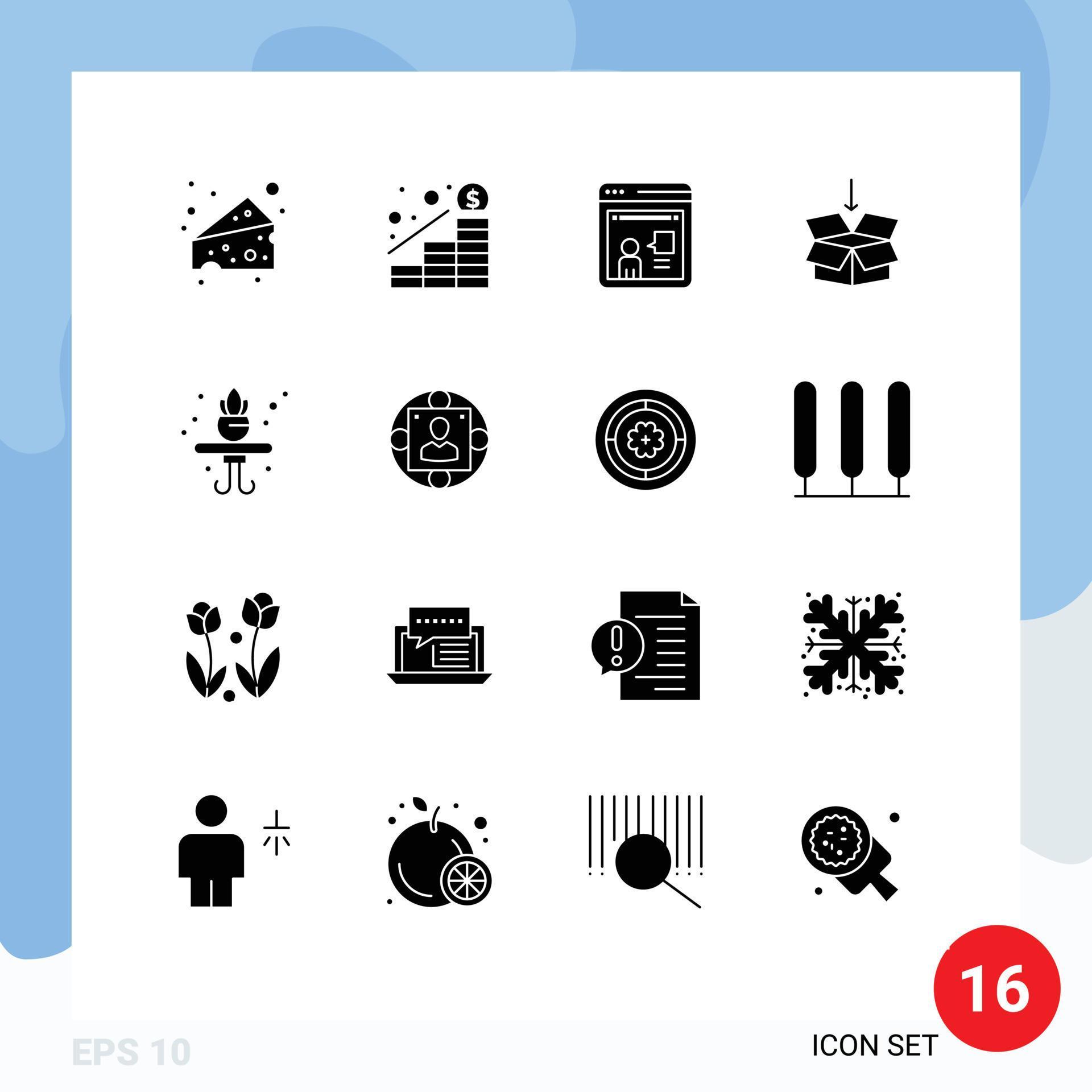 Group of 16 Solid Glyphs Signs and Symbols for shelf home online education arrow Editable Vector Design Elements Stock Free