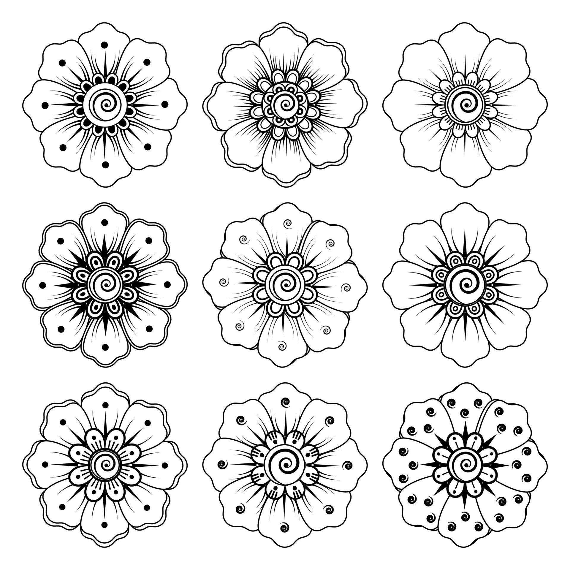 mehndi flower decorative ornament in ethnic oriental style Stock Free