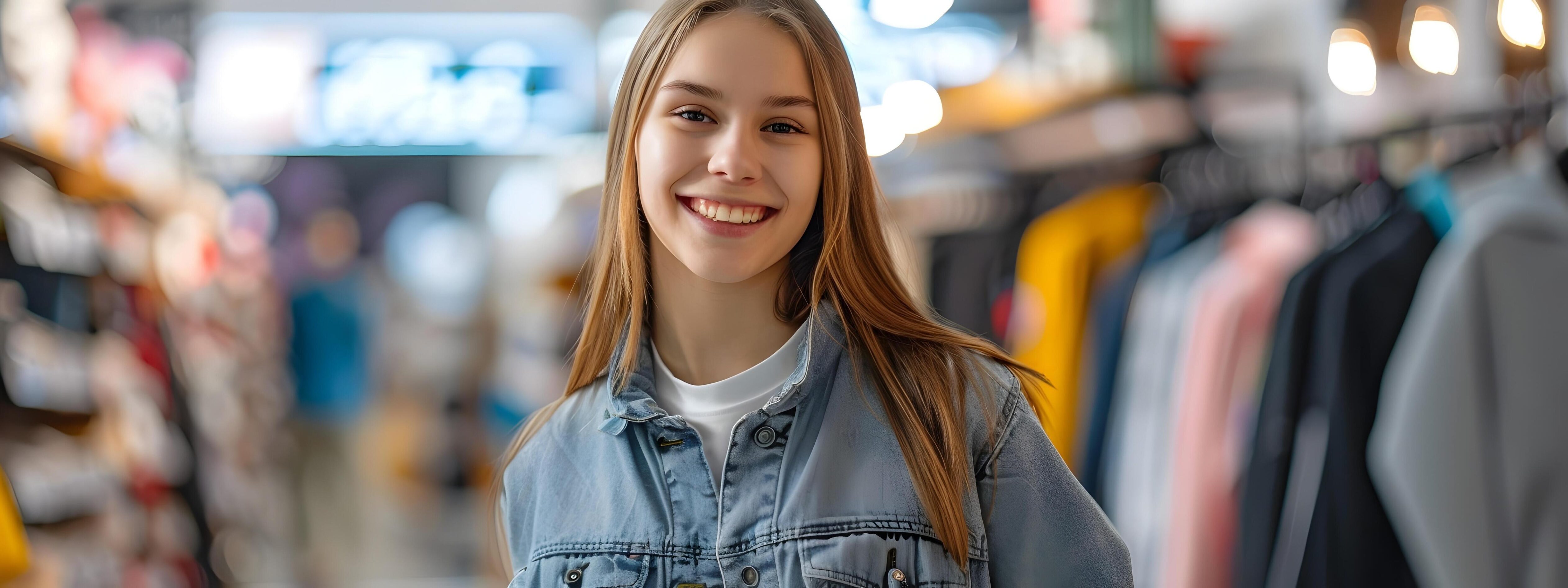 Friendly Female Retail Worker Assisting Customers in Clothing Boutique Stock Free