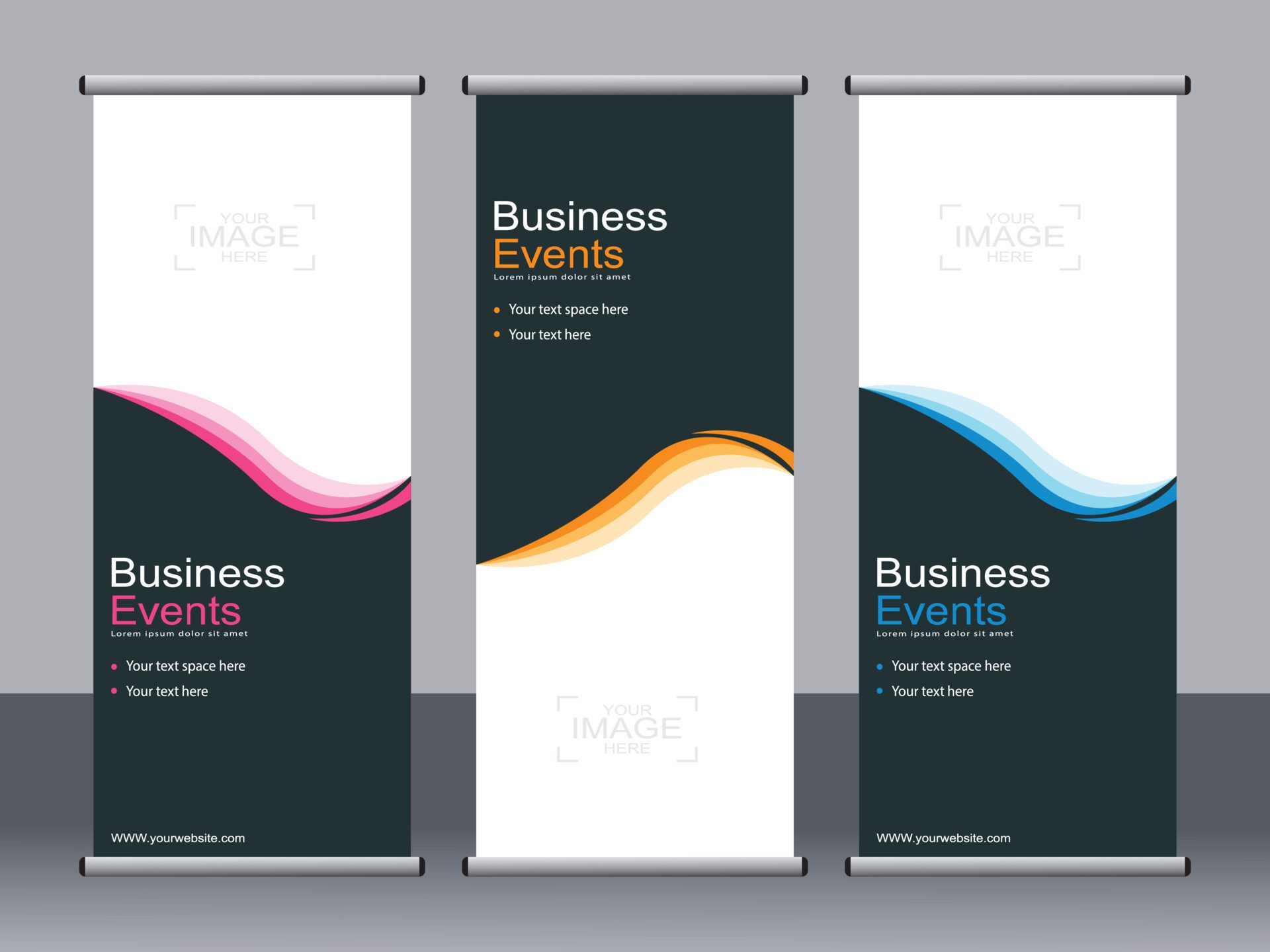 Business banner roll up set standee banner template. Free Vector