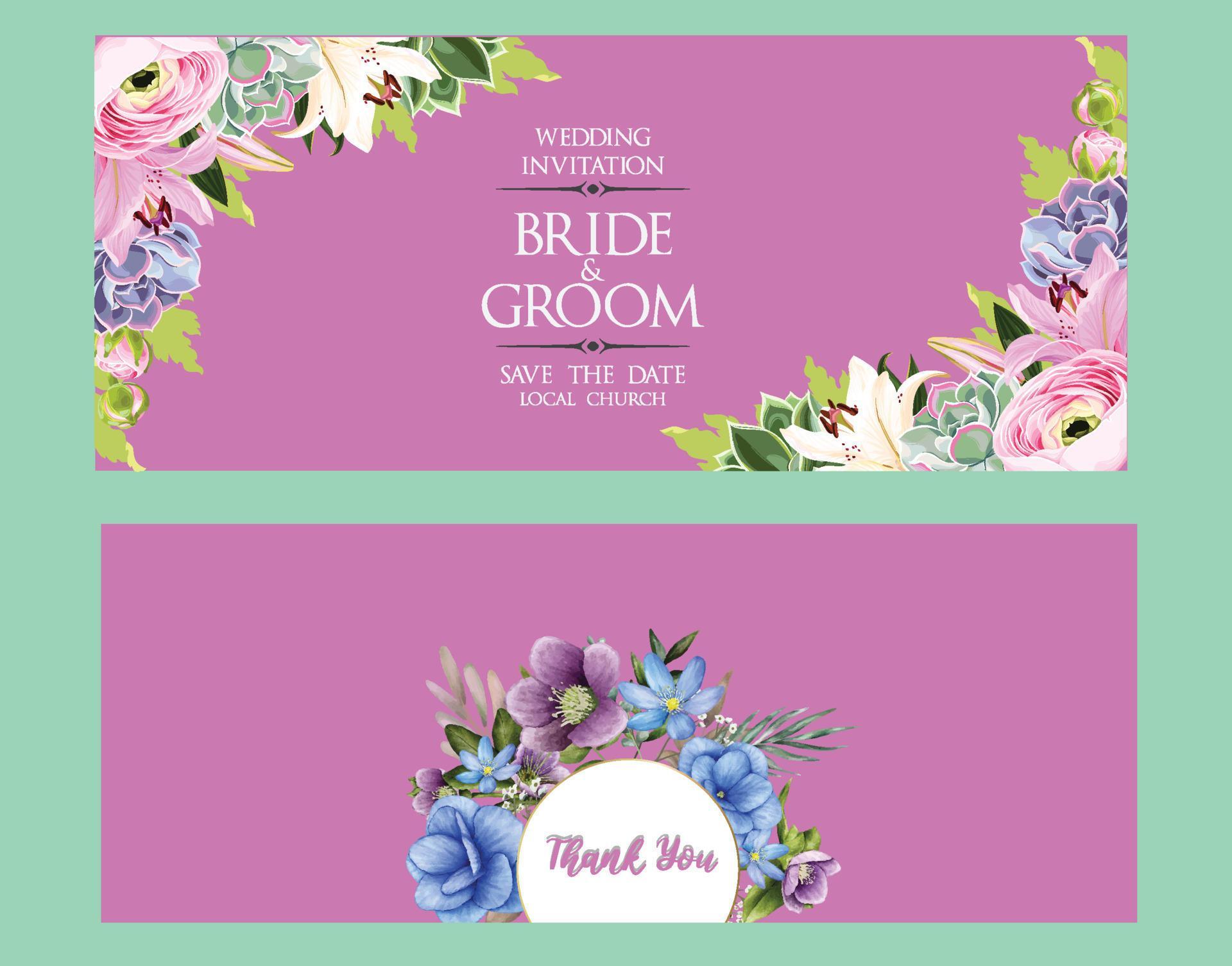 watercolor floral wedding card template Stock Free