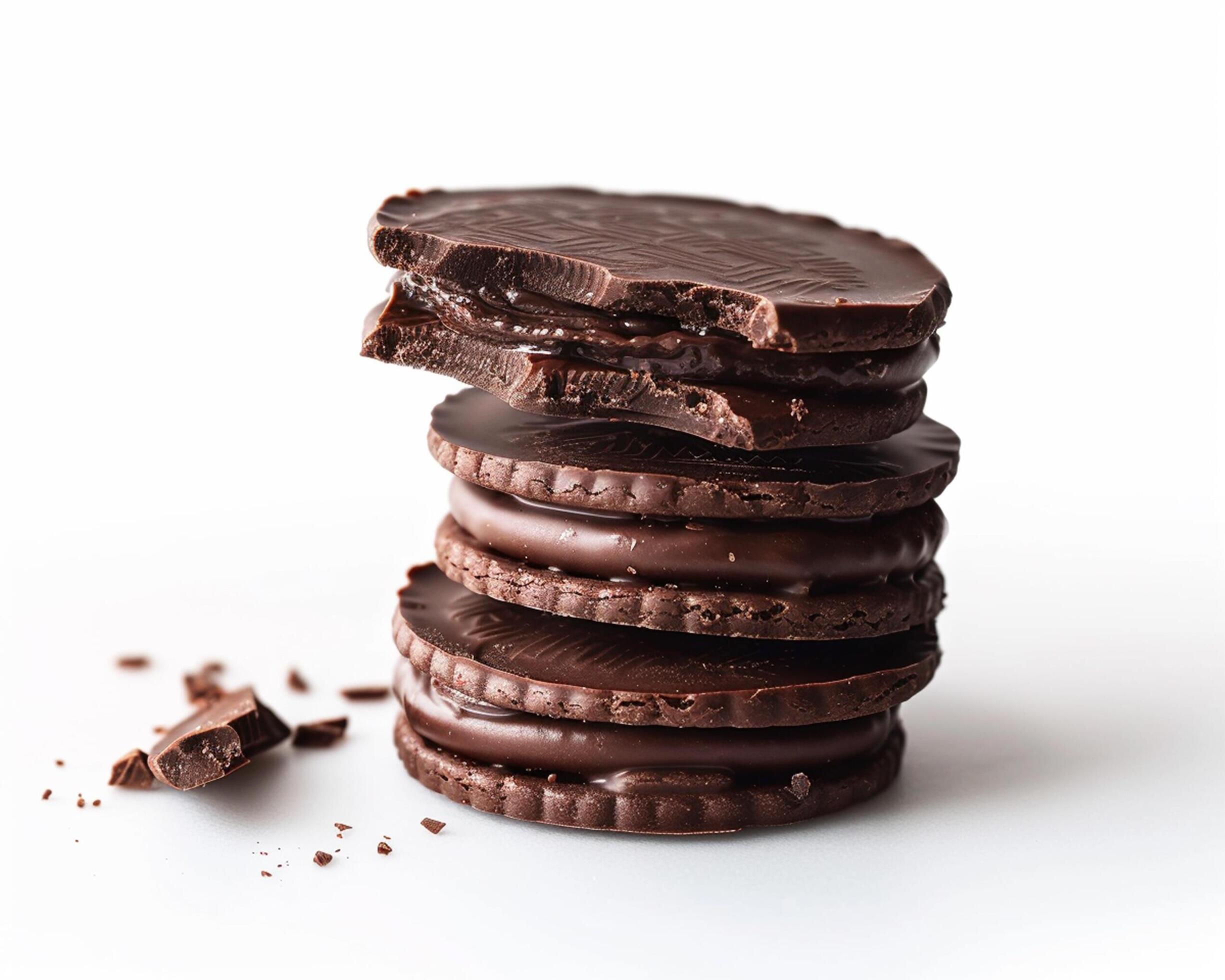 chocolate oreo cookies on white background Stock Free