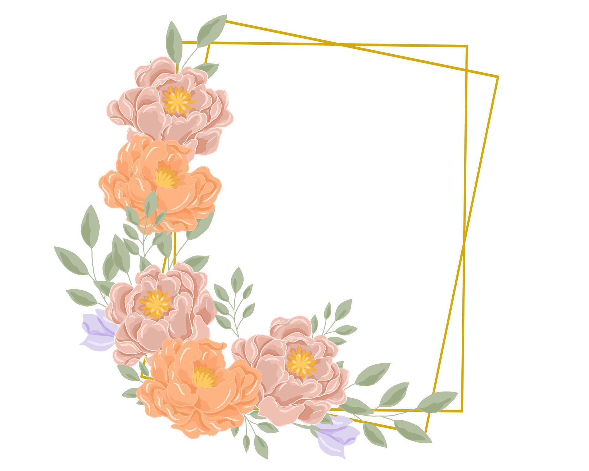 Pastel Orange and Purple Rose Flower Frame Stock Free