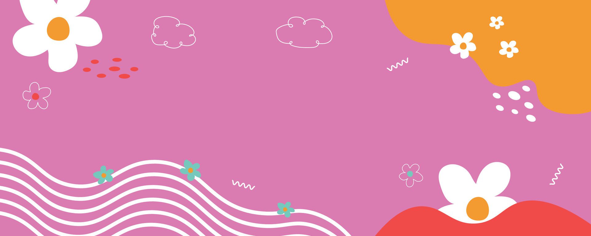 Cute flat spring horizontal banner background Free Vector