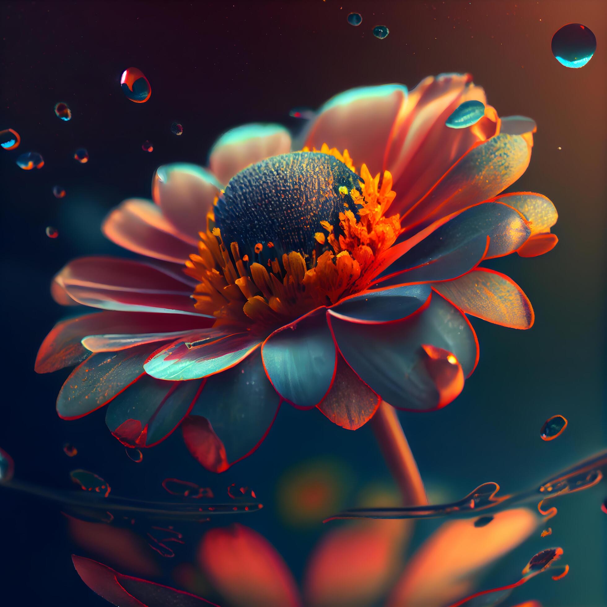 Beautiful gerbera flower on a dark background. 3d rendering, Image Stock Free